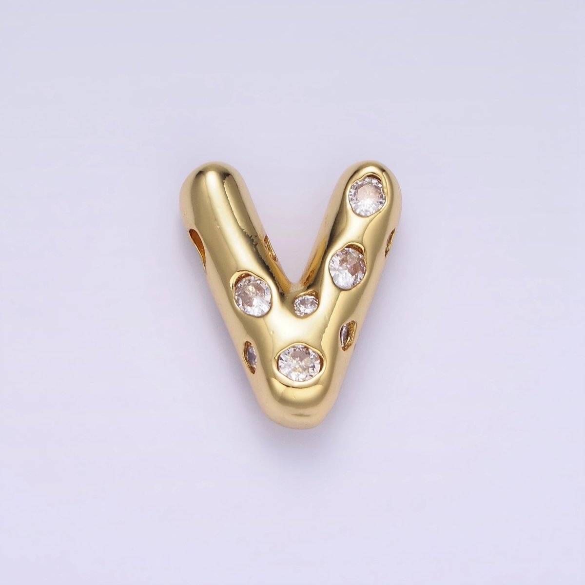 14K Gold Filled 20mm Clear CZ Chubby Balloon Initial Letter