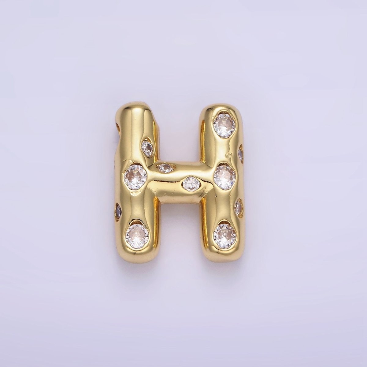 14K Gold Filled 20mm Clear CZ Chubby Balloon Initial Letter