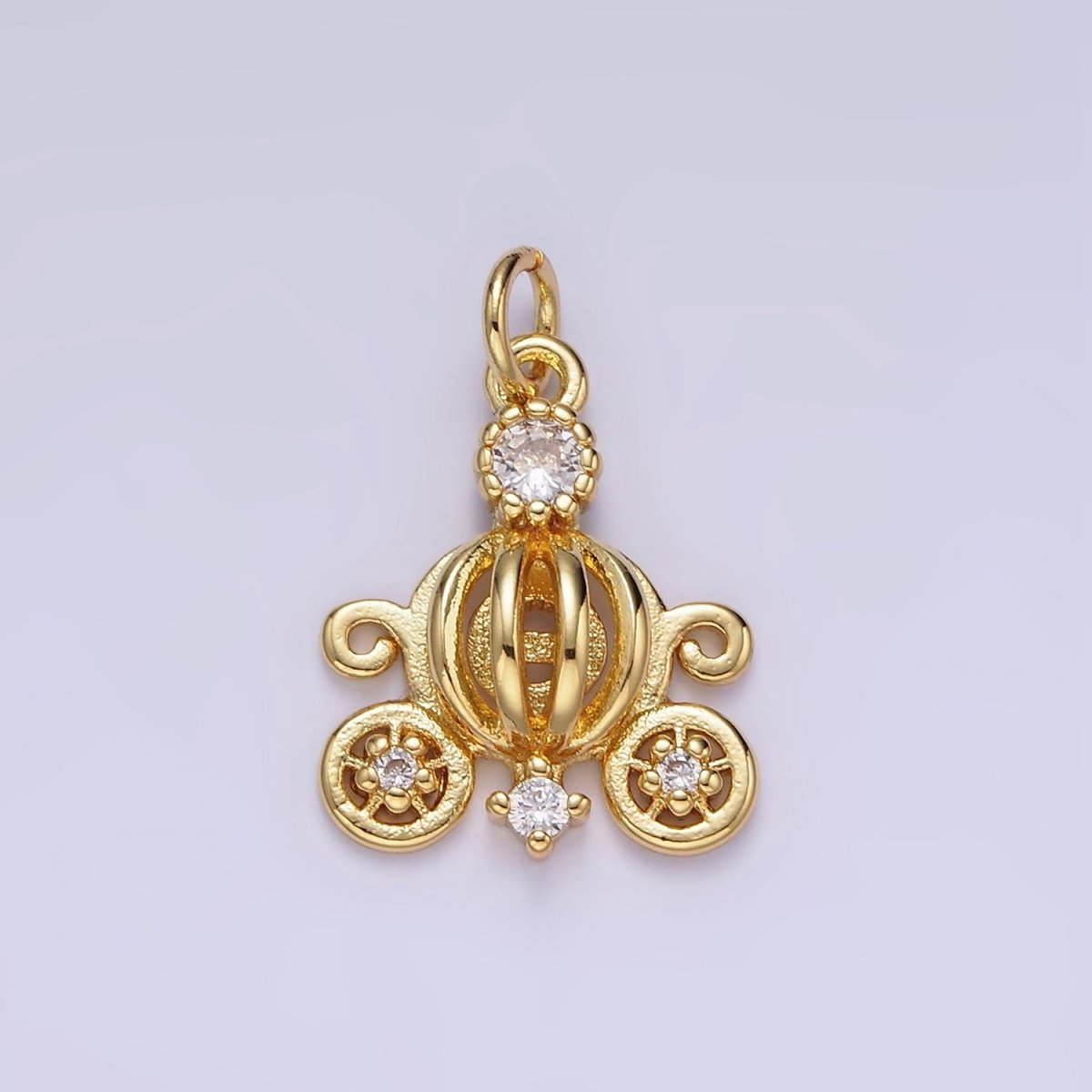14K Gold Filled 20mm Clear CZ Open Carriage Charm | AG644 - DLUXCA