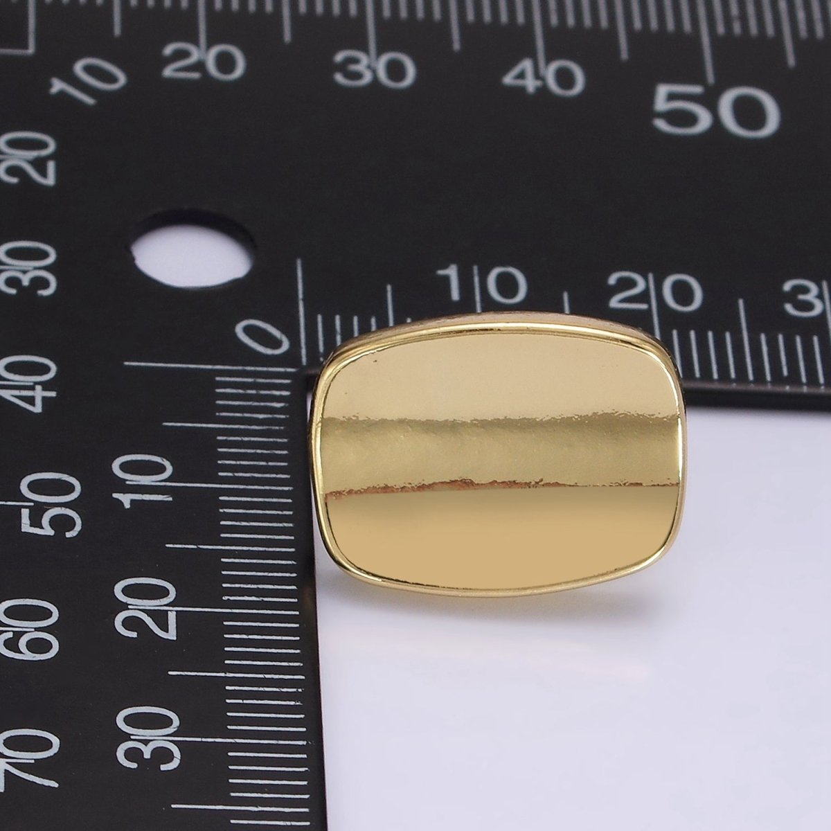 14K Gold Filled 20mm Edged Bar Rectangular Minimalist Stud Earrings | V453 - DLUXCA