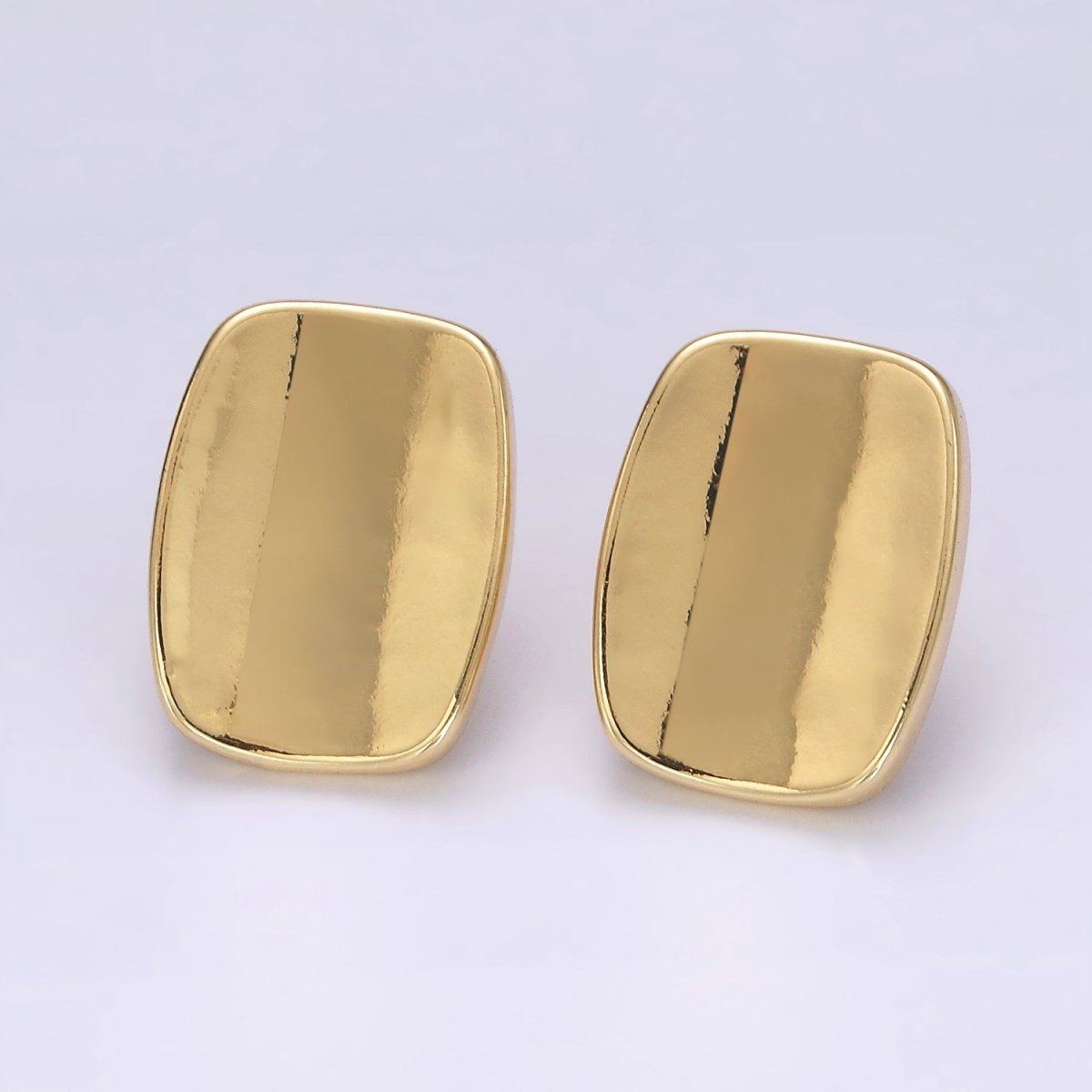 14K Gold Filled 20mm Edged Bar Rectangular Minimalist Stud Earrings | V453 - DLUXCA