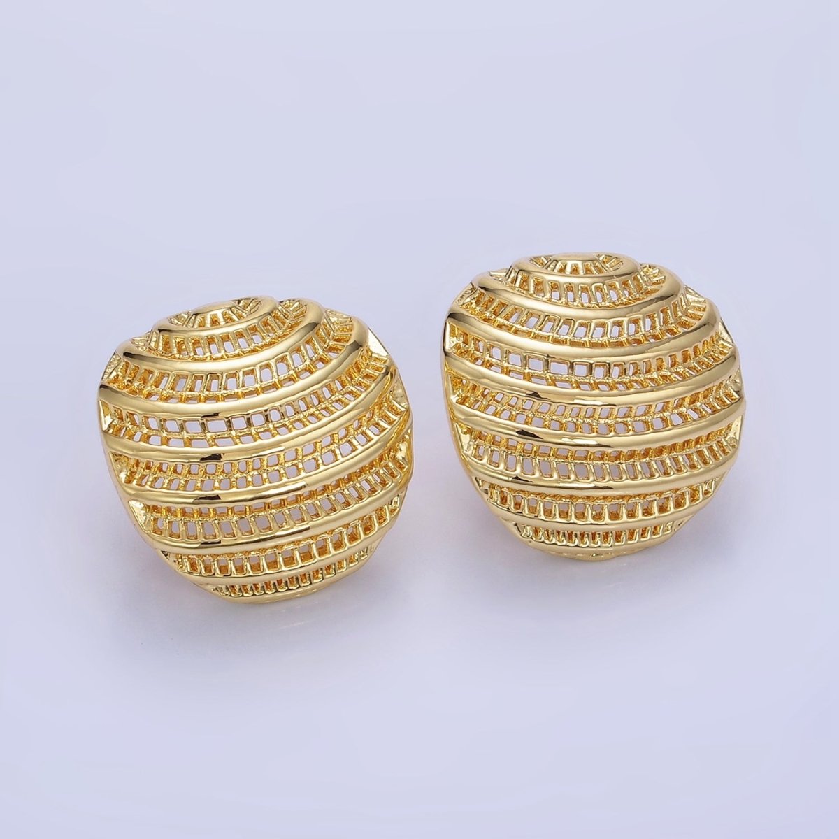 14K Gold Filled 20mm Filigree Dome Stud Earrings in Gold & Silver | P463 P464 - DLUXCA