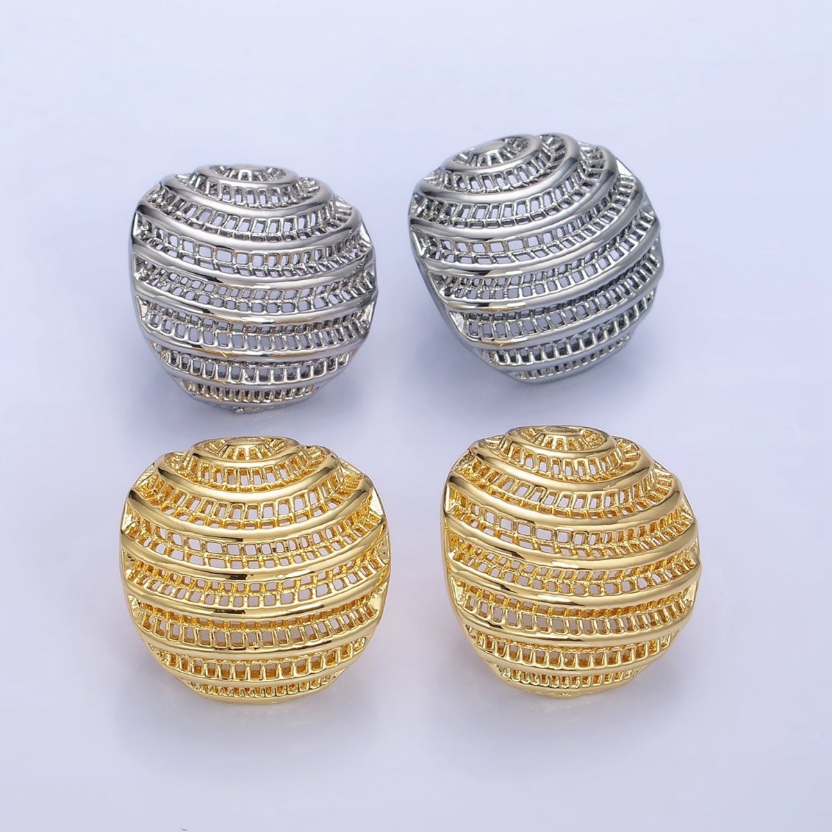 14K Gold Filled 20mm Filigree Dome Stud Earrings in Gold & Silver | P463 P464 - DLUXCA