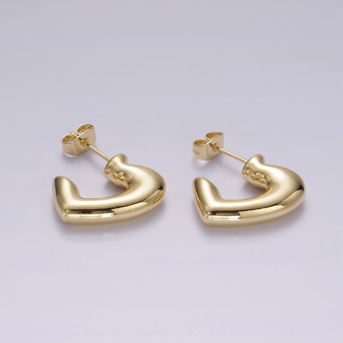 14K Gold Filled 20mm Heart Minimalist C-Shaped Hoop Earrings | AE174 - DLUXCA