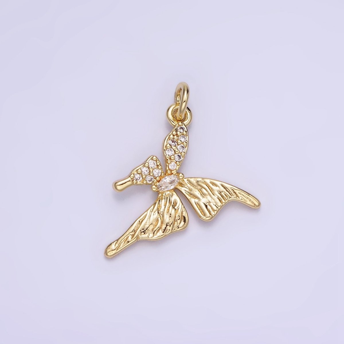 14K Gold Filled 20mm Micro Paved CZ Butterfly Insect Wings | AG734 - DLUXCA