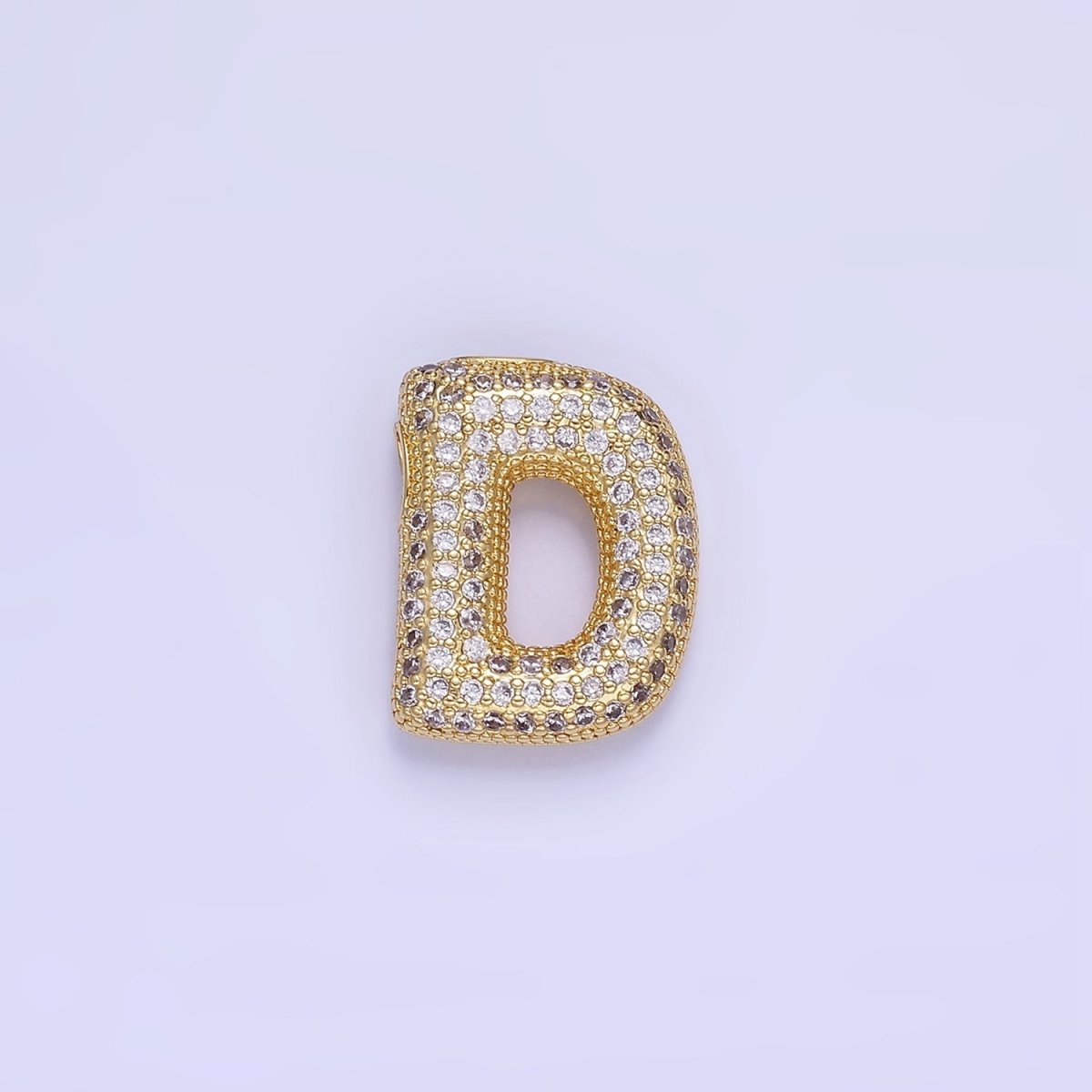 14K Gold Filled 20mm Micro Paved CZ Chubby Balloon Initial Letter | A1383 - A1395 - DLUXCA