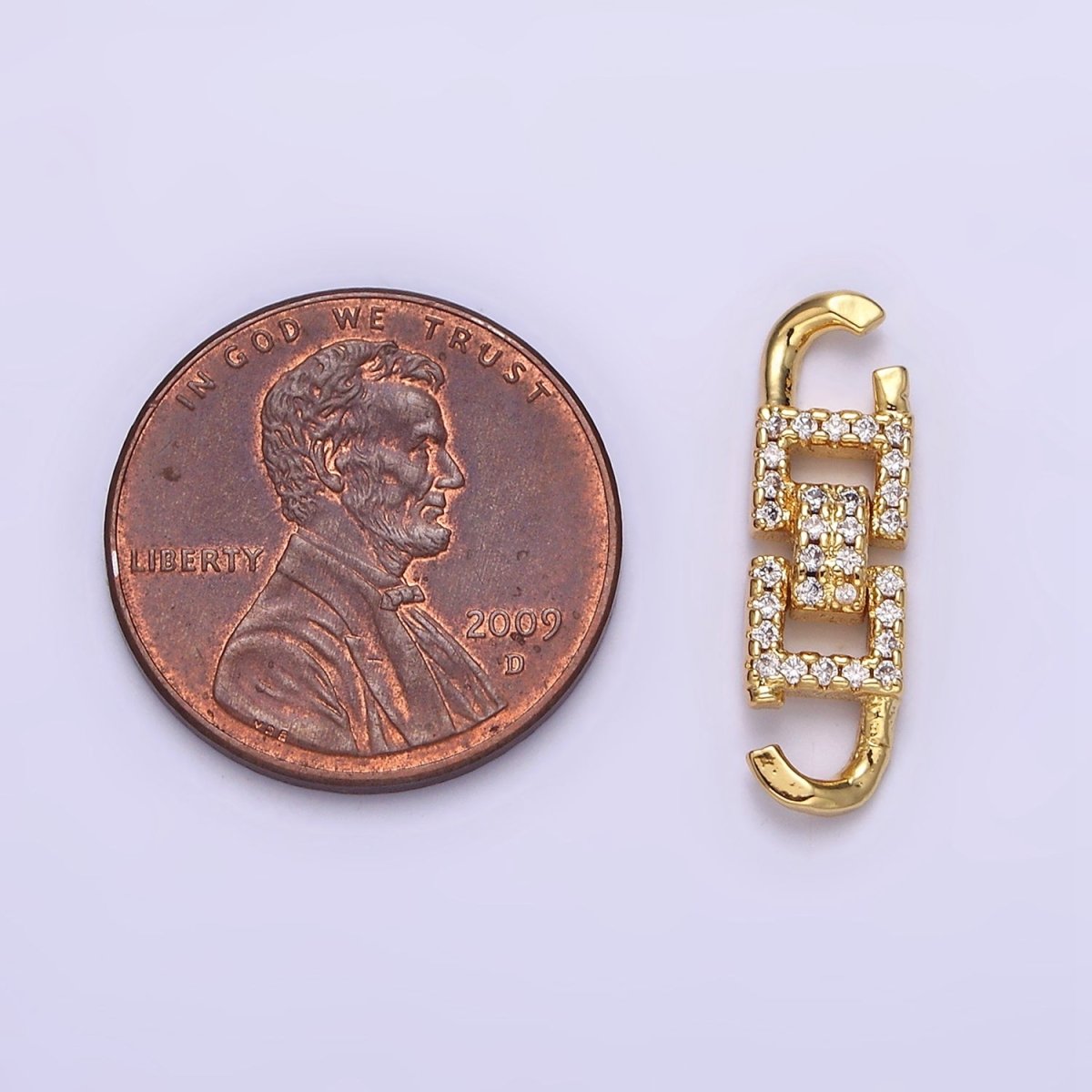 14K Gold Filled 20mm Modern Geometric Square Micro Paved CZ Link Connector | Y-750 - DLUXCA