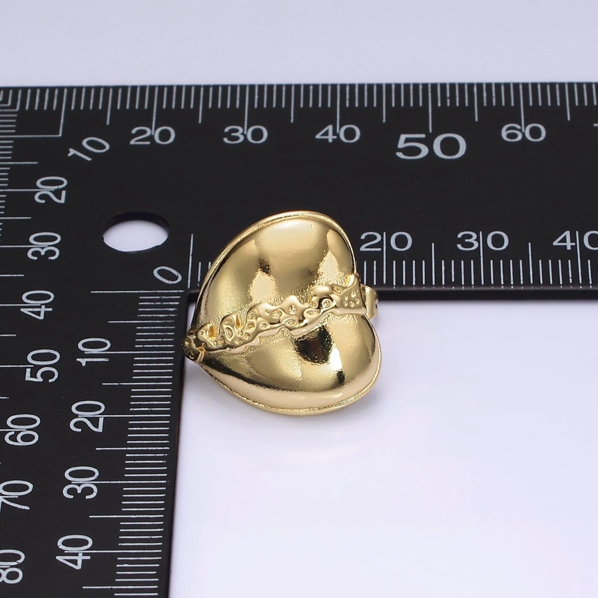 14K Gold Filled 20mm Molten Drip Heart Dome C-Shaped Hoop Earrings | V462 - DLUXCA