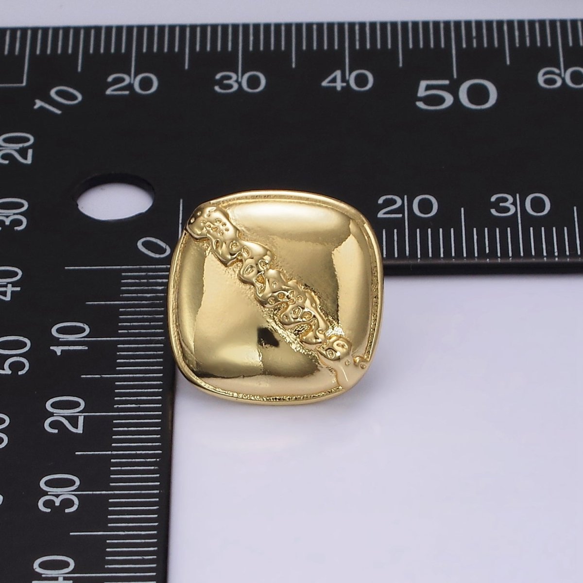 14K Gold Filled 20mm Molten Drip Rhombus Minimalist Stud Earrings | V455 - DLUXCA