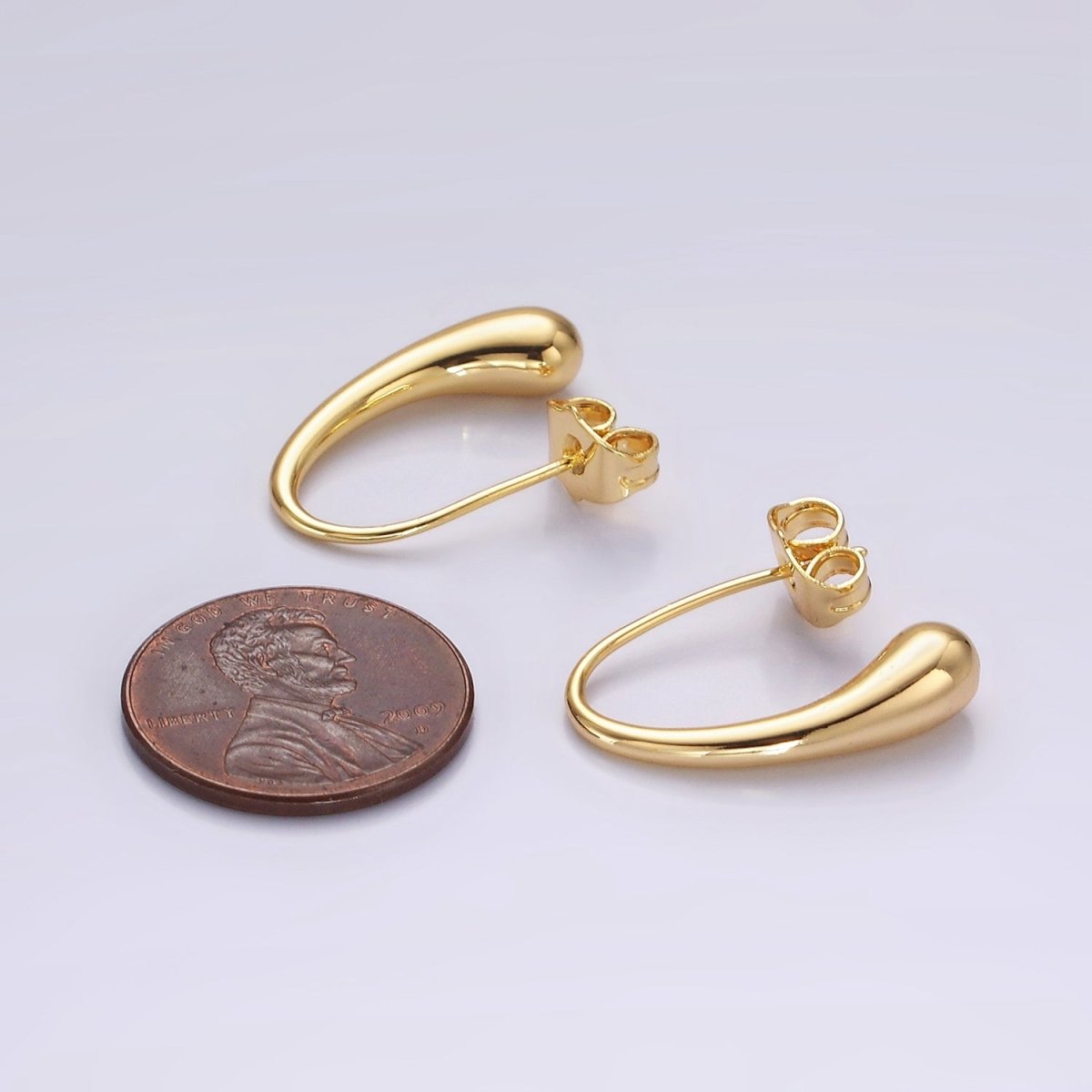 14K Gold Filled 20mm Molten Drop Minimalist French Hook Earrings | AE-966 - DLUXCA