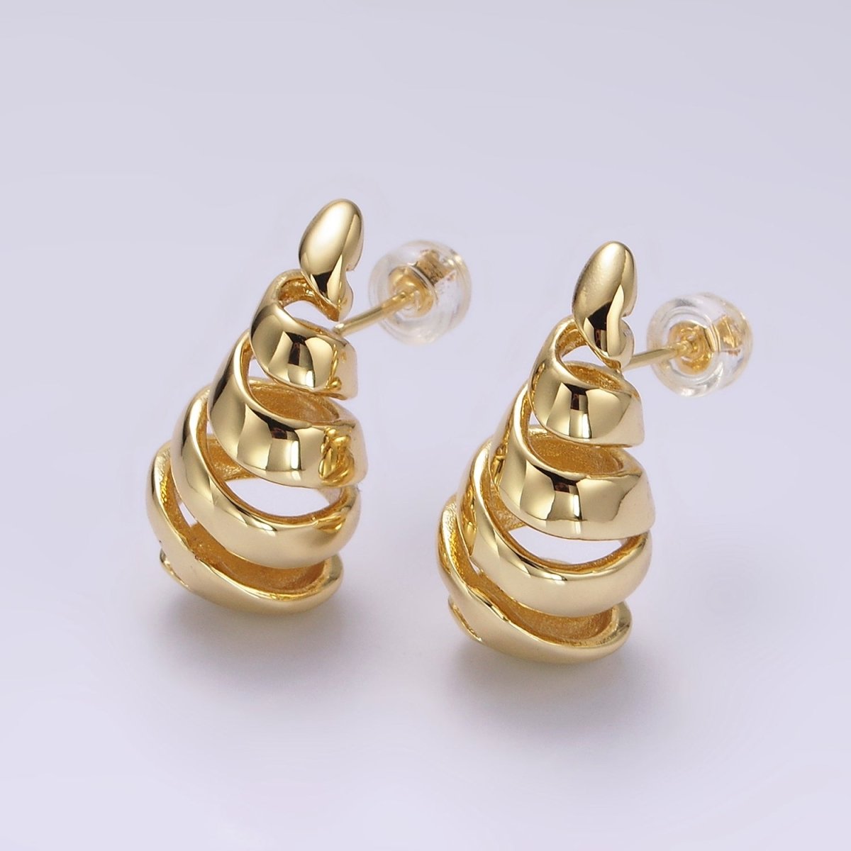 14K Gold Filled 20mm Multiple Open Band Teardrop Stud Earrings | AE183 - DLUXCA