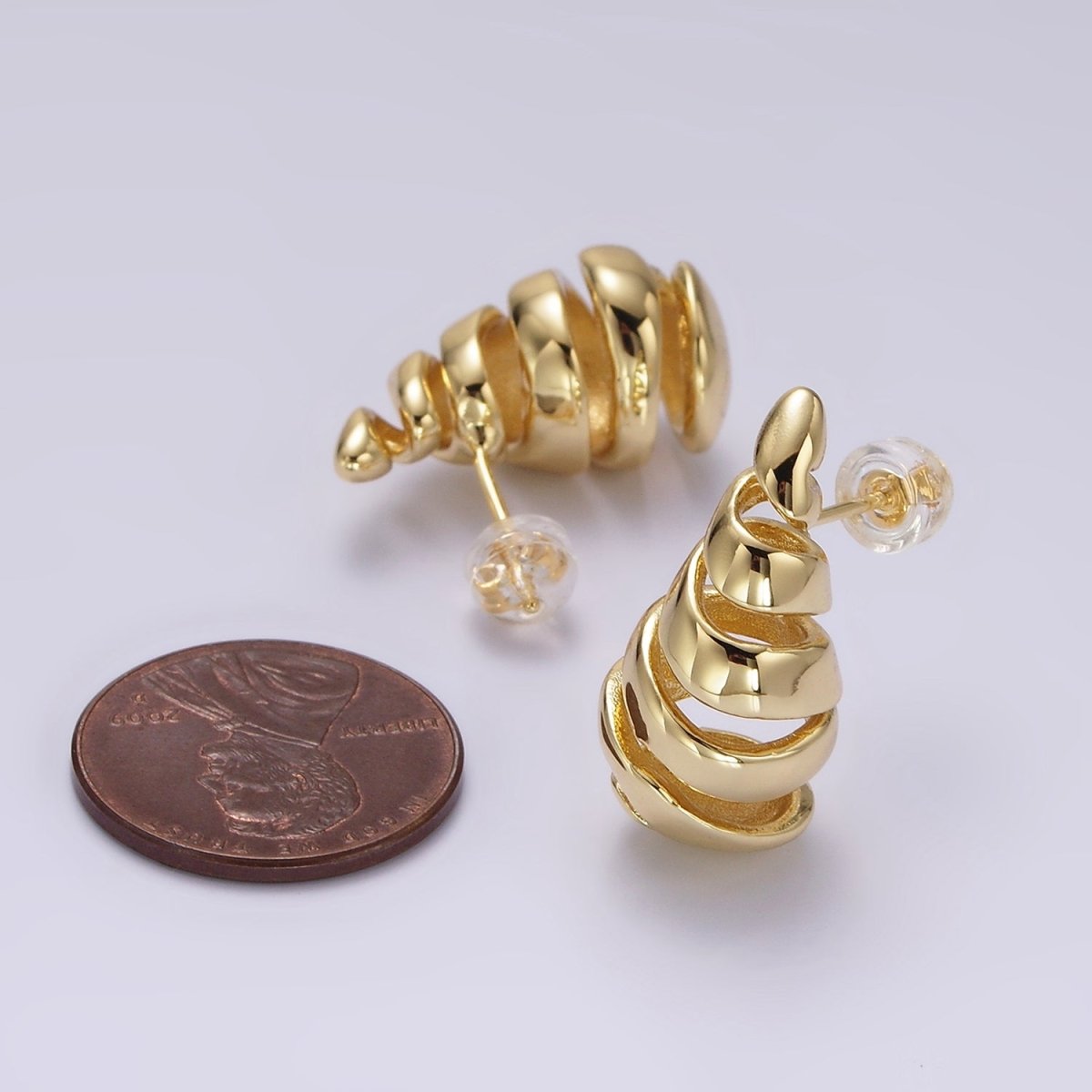 14K Gold Filled 20mm Multiple Open Band Teardrop Stud Earrings | AE183 - DLUXCA