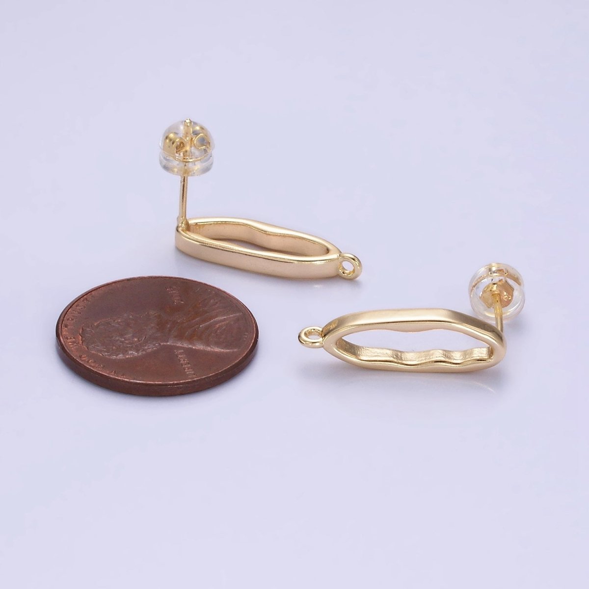 14K Gold Filled 20mm Open Oblong Band Drop Stud Earrings Findings | Z707 - DLUXCA