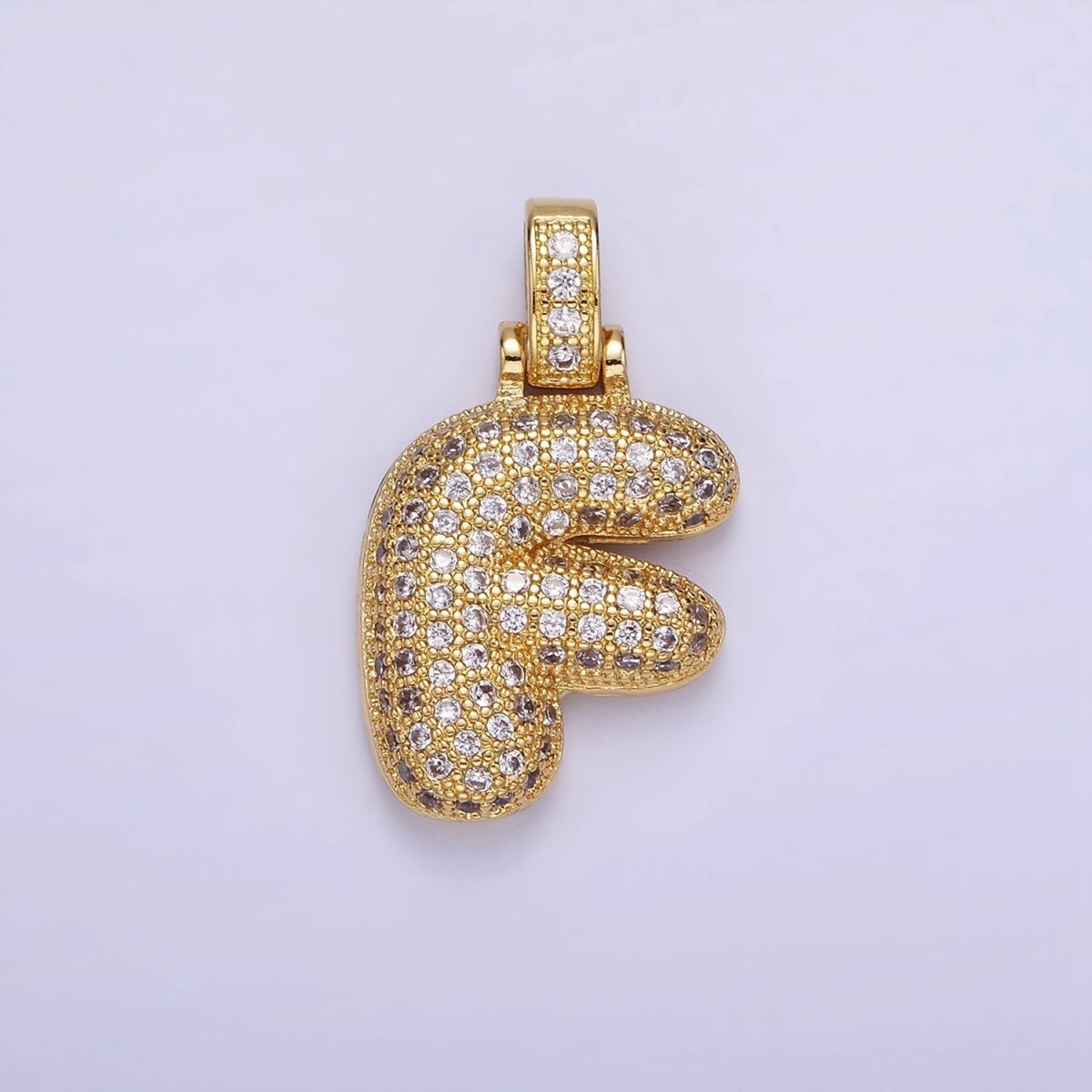 14K Gold Filled 20mm Pave Bubble Initial Charm Balloon Letter Pendant | A1396 - A-1408 - DLUXCA