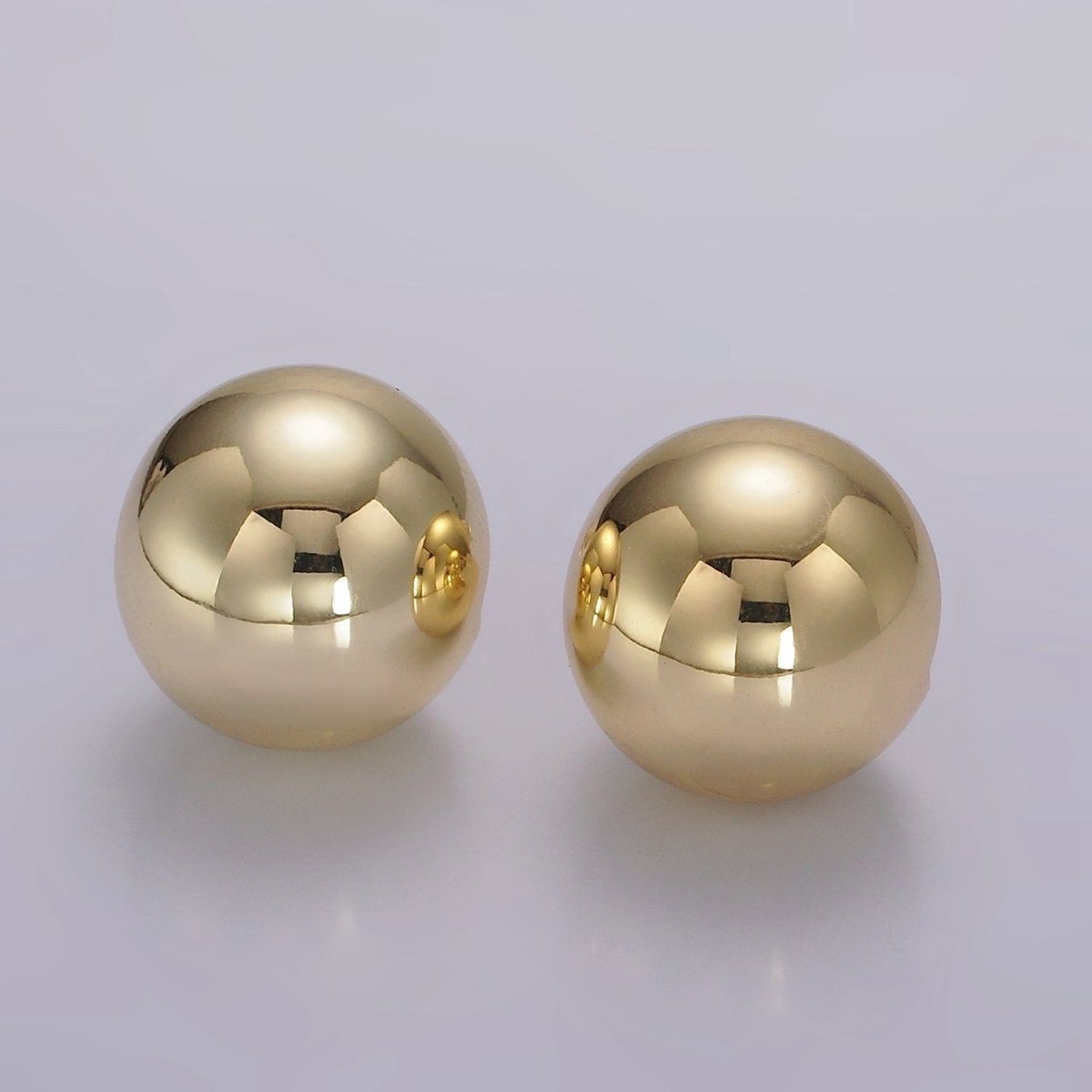 14K Gold Filled 20mm Round Ball Dome Stud Earrings in Gold & Silver | AE379 AE380 - DLUXCA