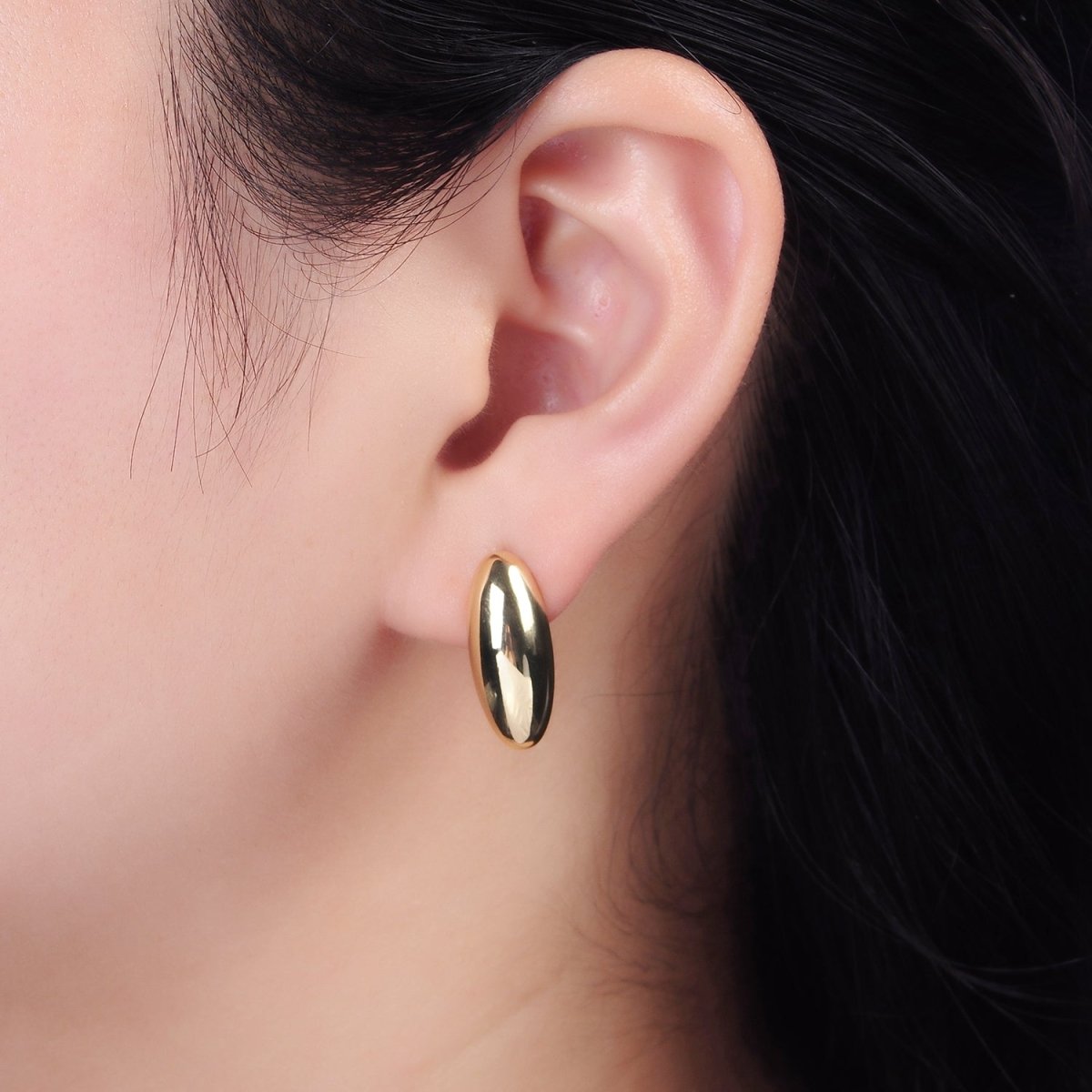 14K Gold Filled 20mm Sphere Dome Minimalist Drop Stud Earrings | AB1110 - DLUXCA