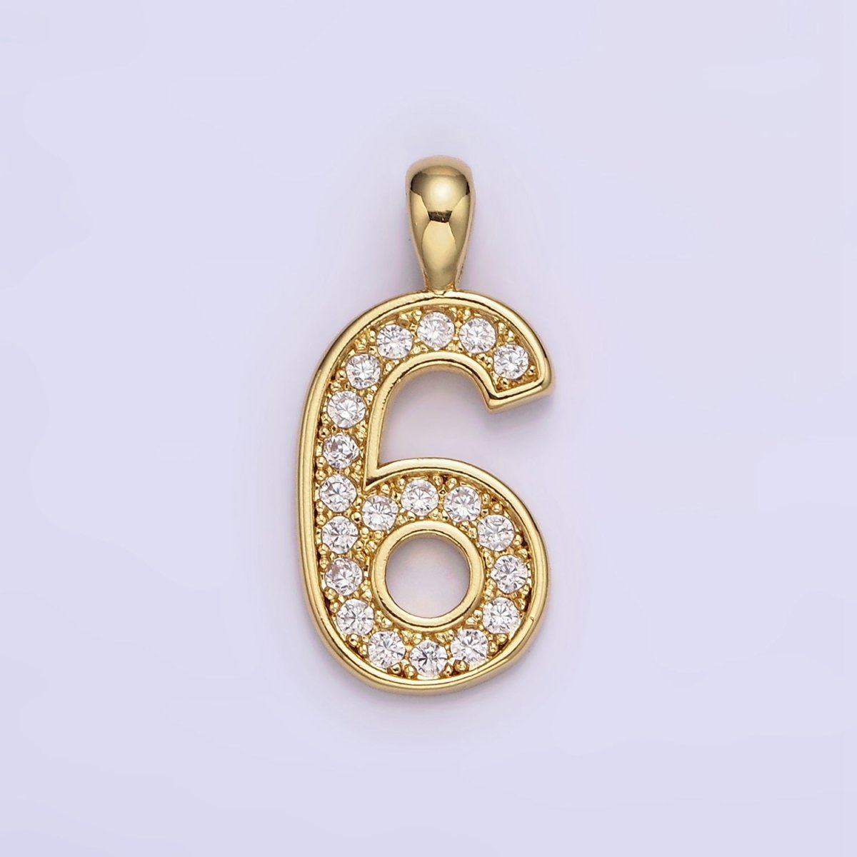 14K Gold Filled 21.5mm Clear Micro Paved CZ Number 0-9 Pendant | N1233 - N1242 - DLUXCA