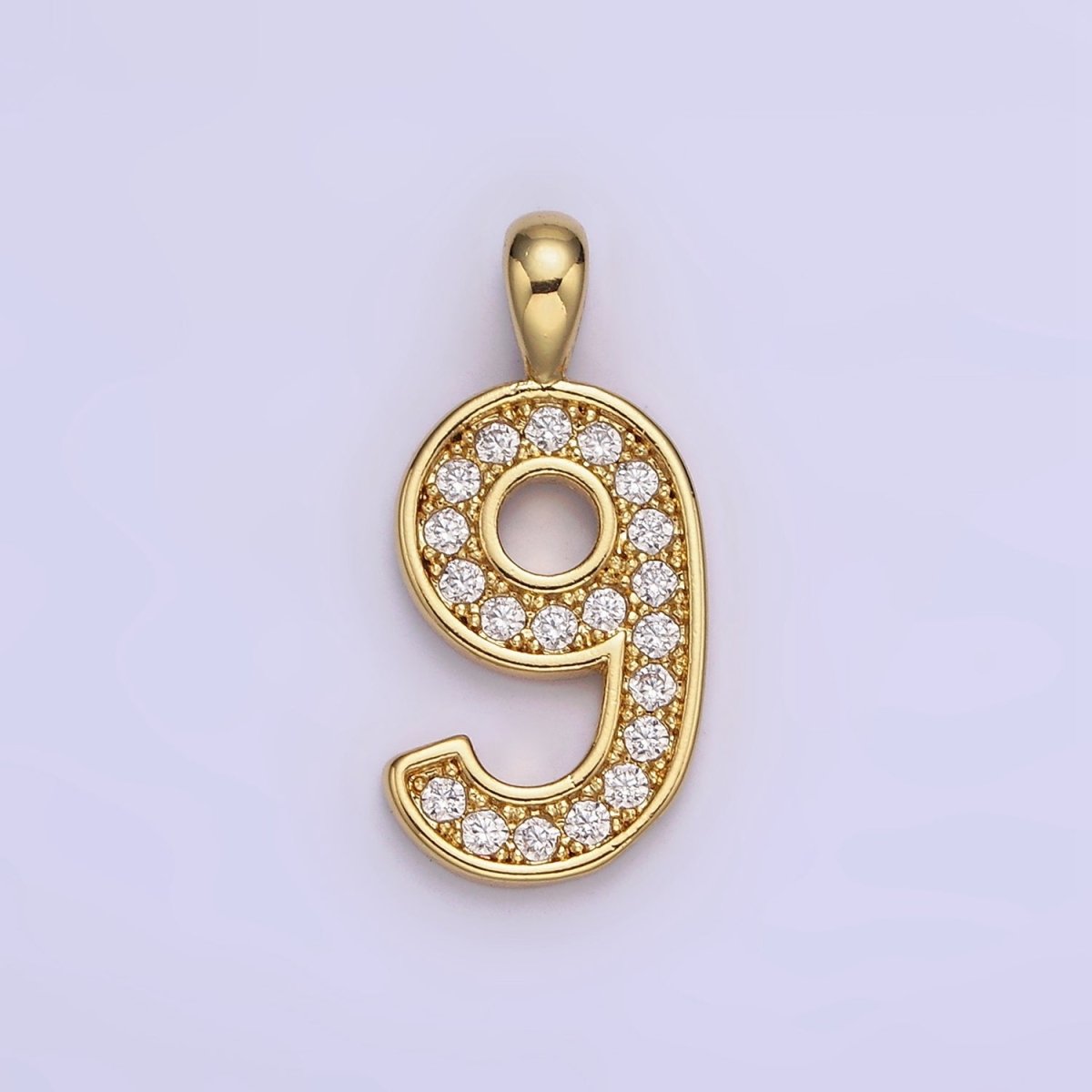 14K Gold Filled 21.5mm Clear Micro Paved CZ Number 0-9 Pendant | N1233 - N1242 - DLUXCA