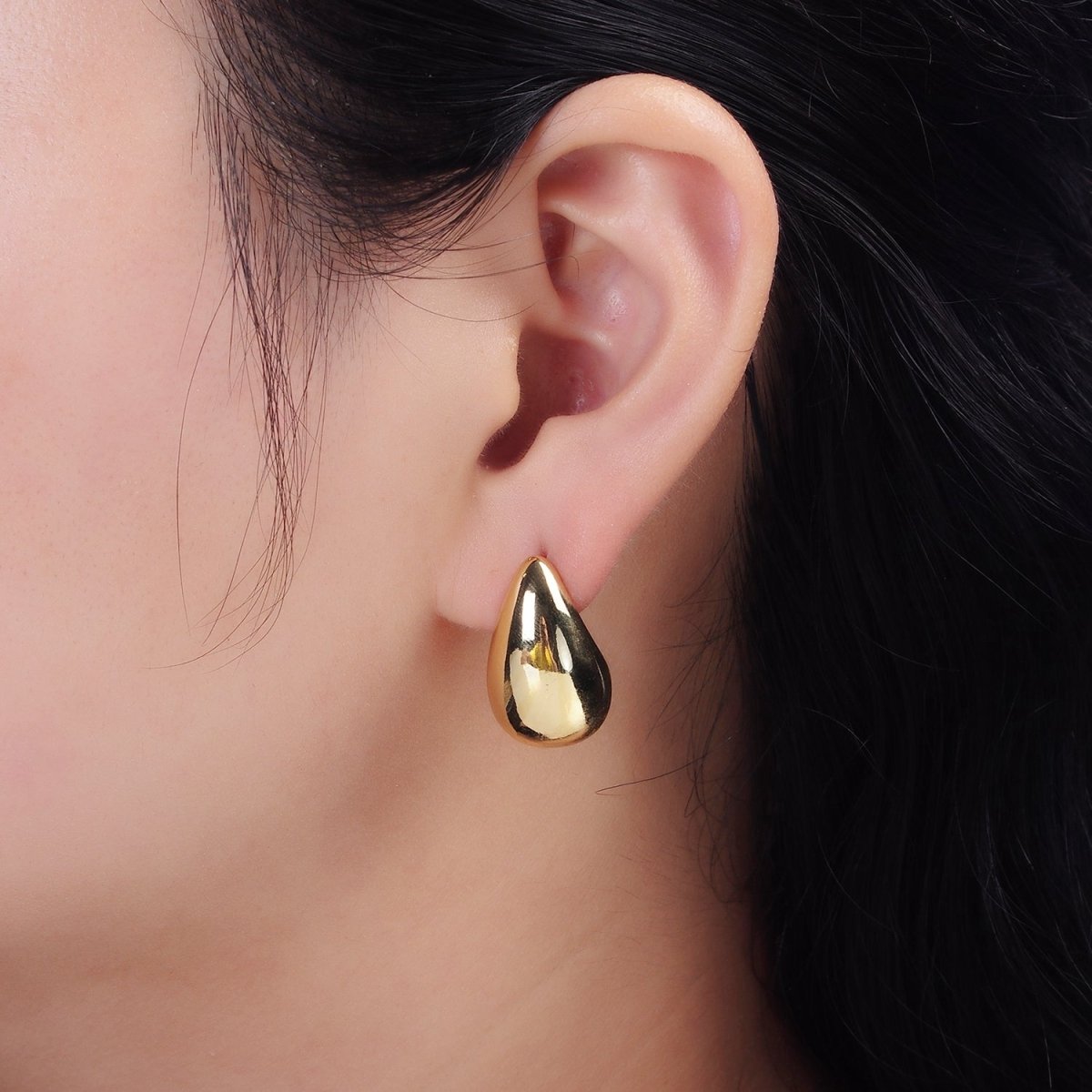 14K Gold Filled 22.5mm Teardrop Dome Modern Statement Stud Earrings | AE177 - DLUXCA