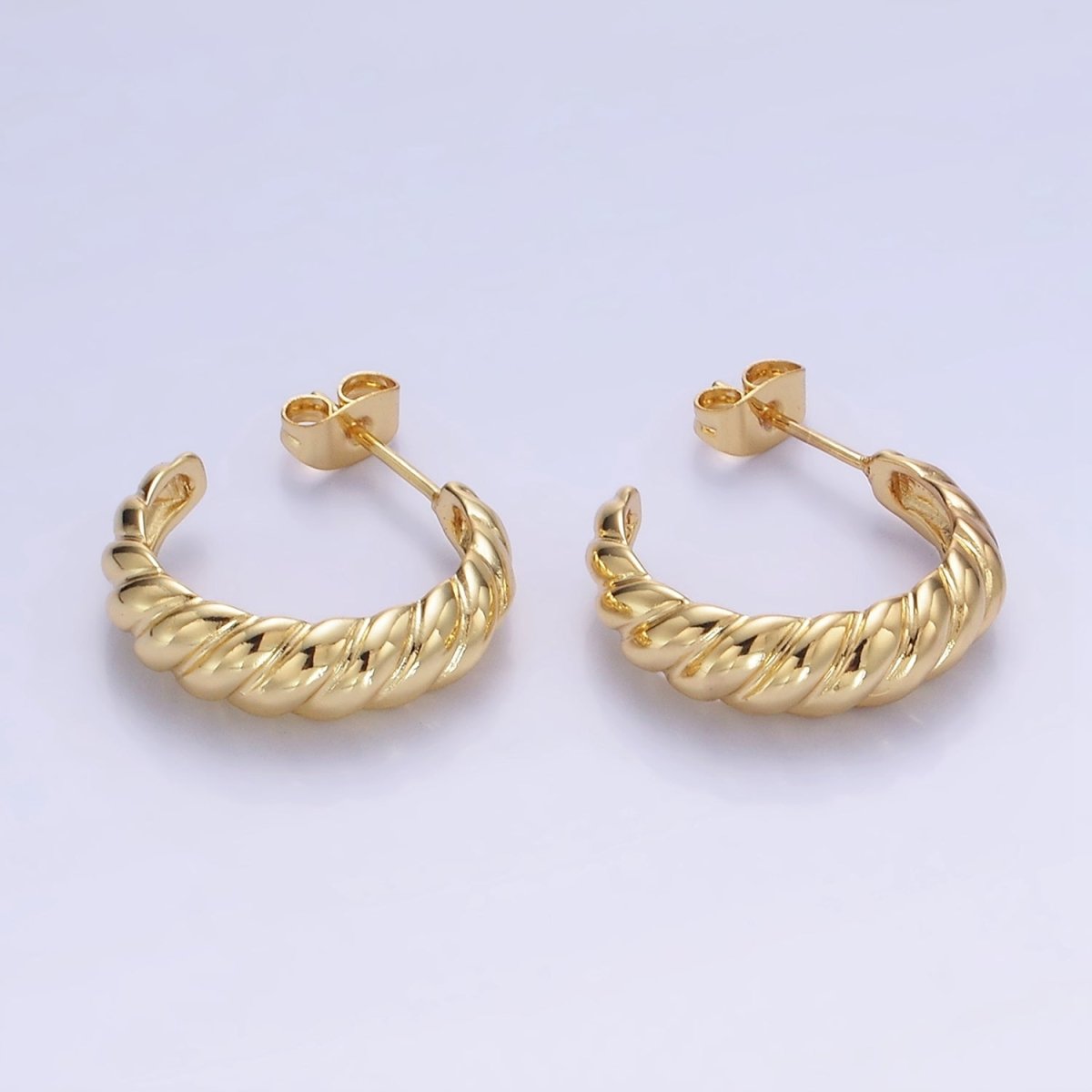14K Gold Filled 22mm Croissant C-Shaped Hoop Earrings | AB1332 - DLUXCA