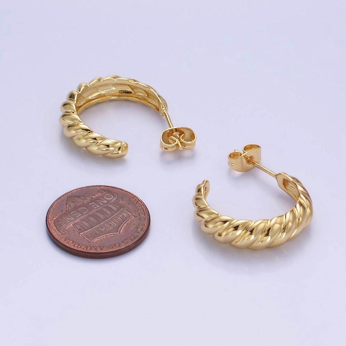 14K Gold Filled 22mm Croissant C-Shaped Hoop Earrings | AB1332 - DLUXCA