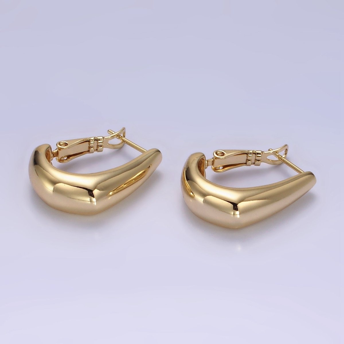 14K Gold Filled 22mm J-Shaped Geometric Hinge Hoop Earrings | AE876 - DLUXCA