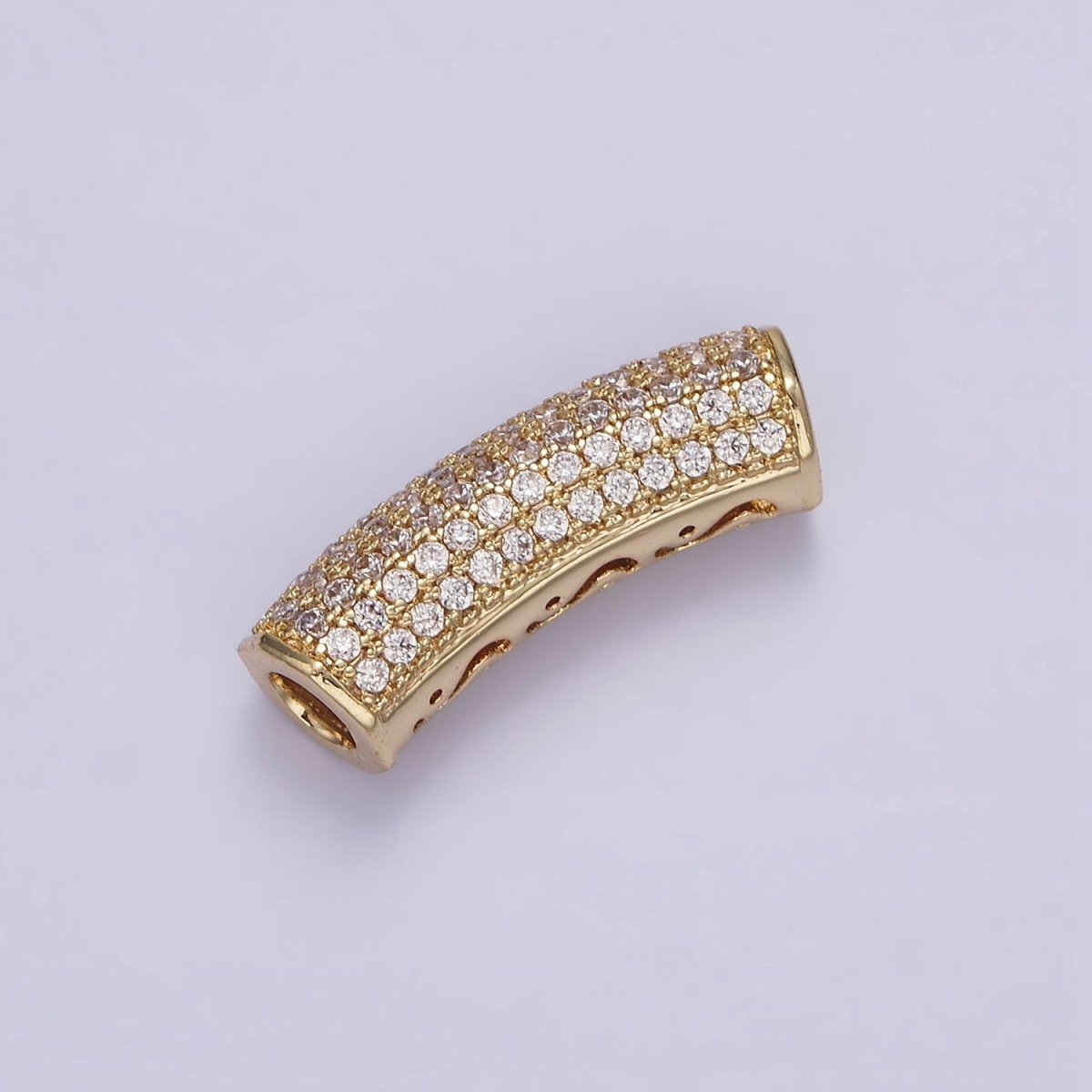 14K Gold Filled 23.5 Tube Micro Paved CZ Bead | B-795 - DLUXCA
