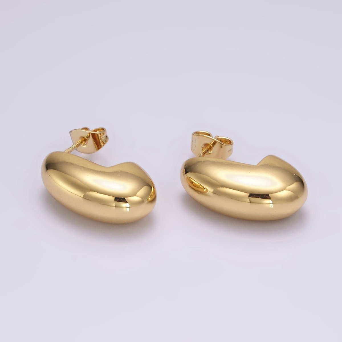 14K Gold Filled 23mm Dome J-Shaped Minimalist Hoop Earrings | AE342 - DLUXCA