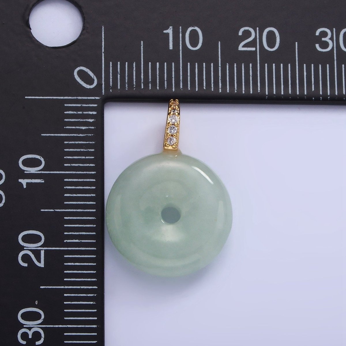 14K Gold Filled 23mm Green Donut Micro Paved CZ Bail Pendant | AG707 - DLUXCA