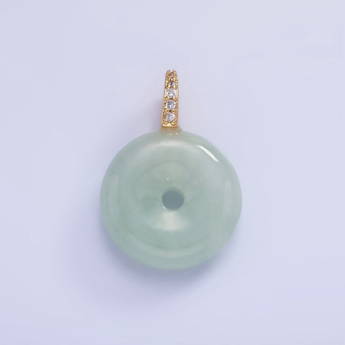 14K Gold Filled 23mm Green Donut Micro Paved CZ Bail Pendant | AG707 - DLUXCA