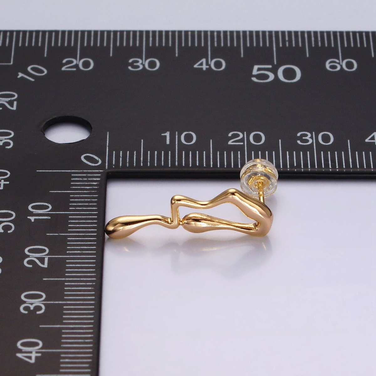 14K Gold Filled 23mm Minimalist Double Molten Drip Drop Stud Earrings | AE991 - DLUXCA