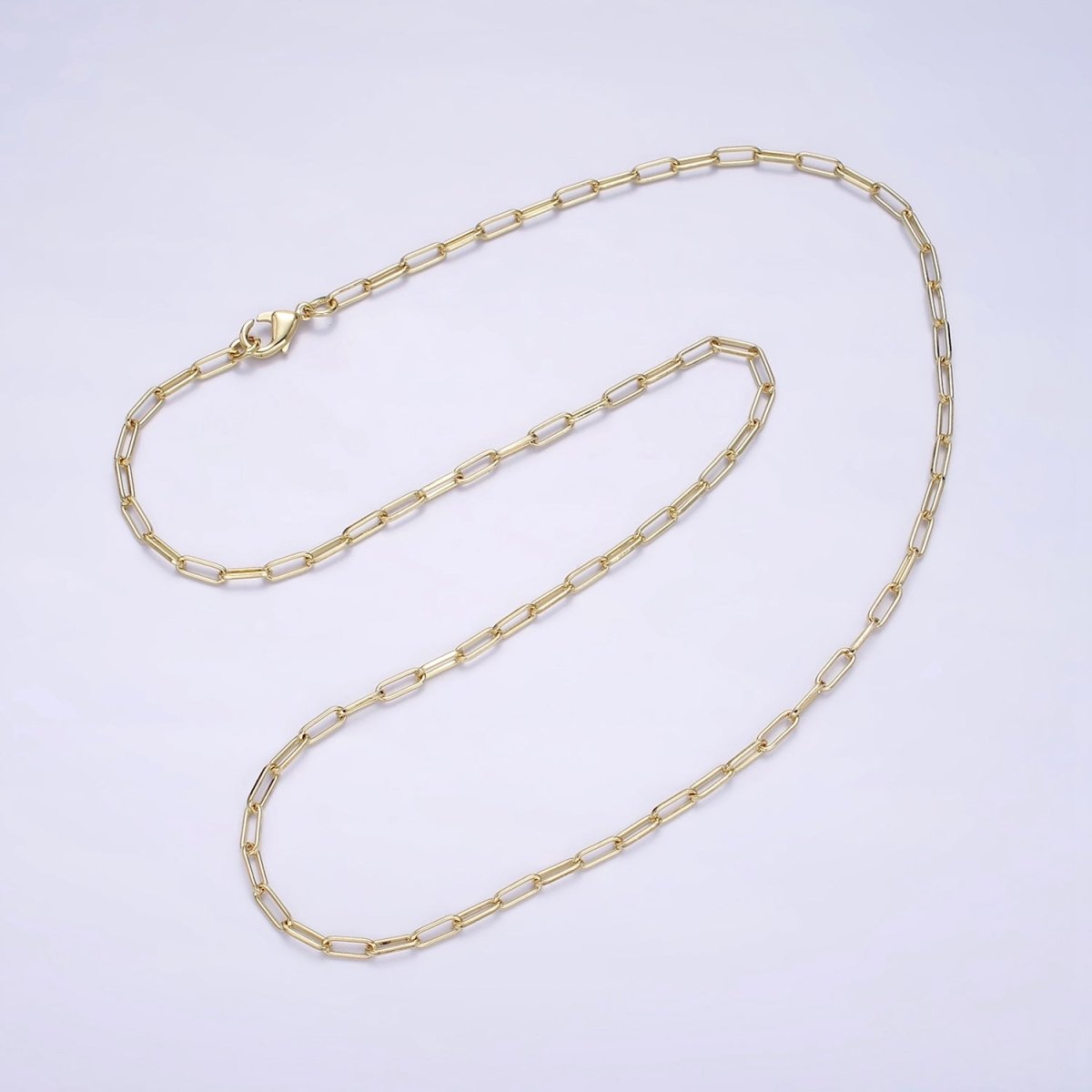 14K Gold Filled 2.3mm Paperclip 16 Inch, 18 Inch, 20 Inch Layering Chain Necklace | WA-2120 - WA-2123 Clearance Pricing - DLUXCA