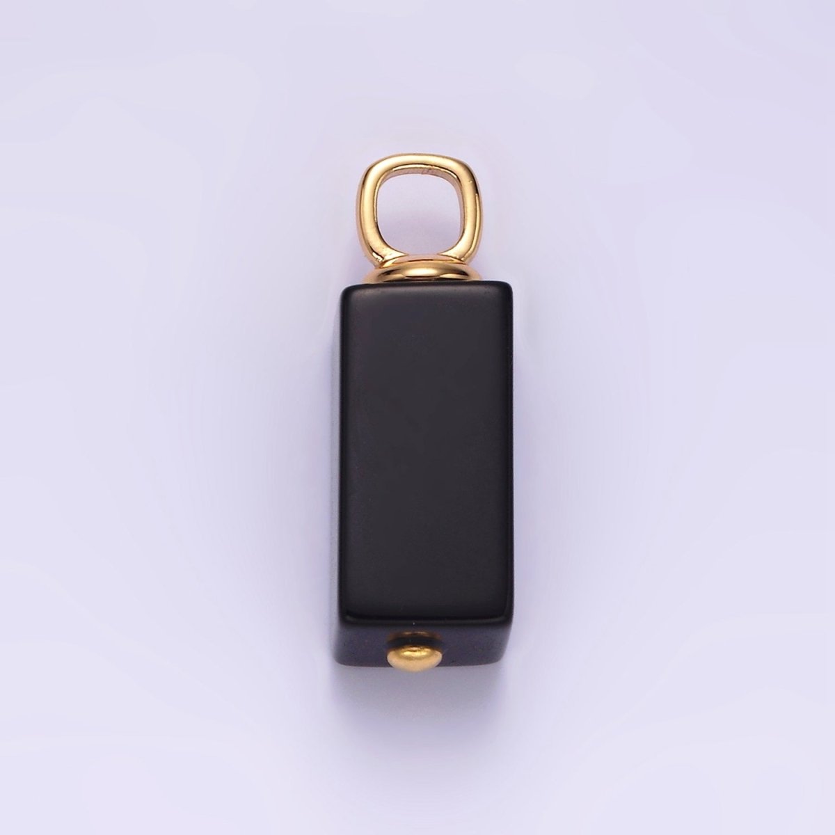 14K Gold Filled 24mm Black Onyx Tube Bar Minimalist Pendant | N1990 - DLUXCA