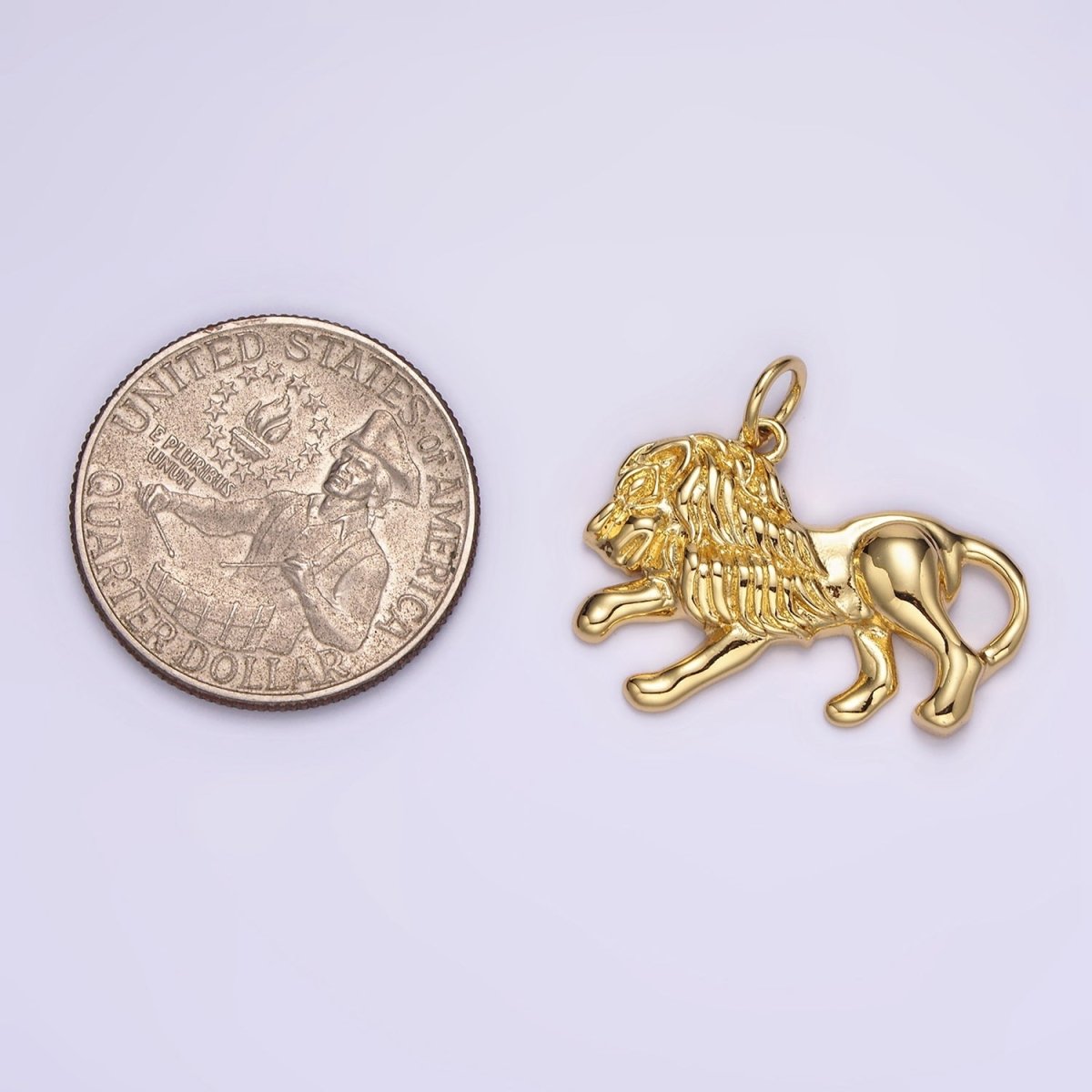 14K Gold Filled 24mm Lion Animal Minimalist Charm | N1527 - DLUXCA