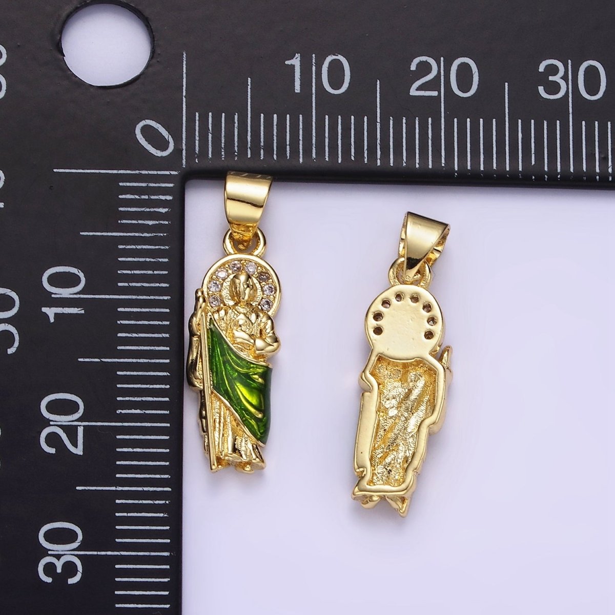 14K Gold Filled 24mm Saint Jude Micro Paved CZ Religious Pendant | AA1143 - DLUXCA