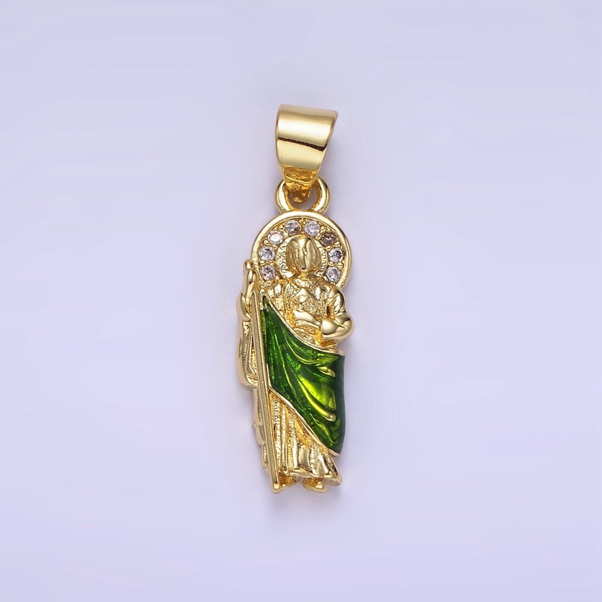 14K Gold Filled 24mm Saint Jude Micro Paved CZ Religious Pendant | AA1143 - DLUXCA