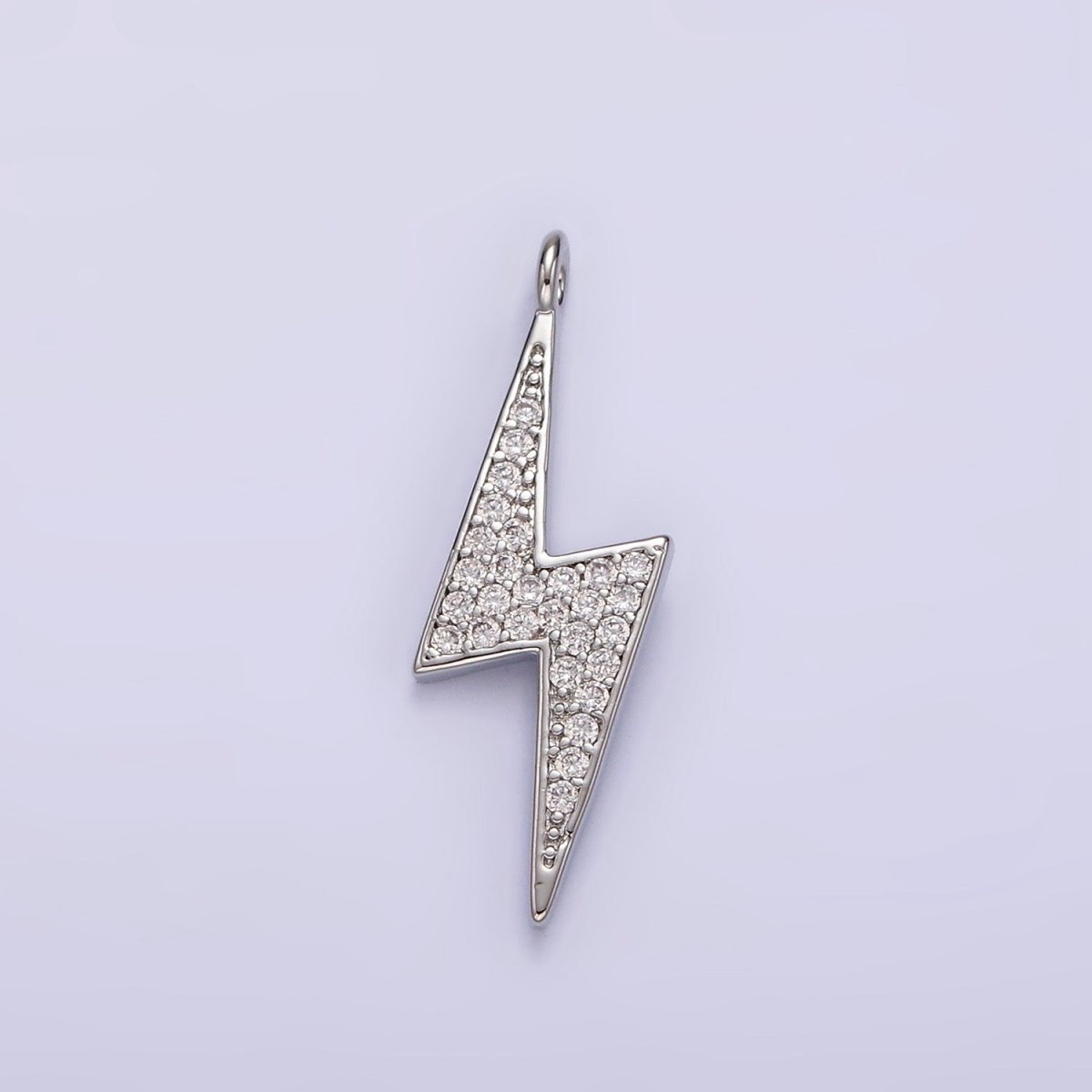 14K Gold Filled 25.5mm Clear Micro Paved CZ Thunder Lightning Bolt Charm in Gold & Silver | AG402 AG403 - DLUXCA