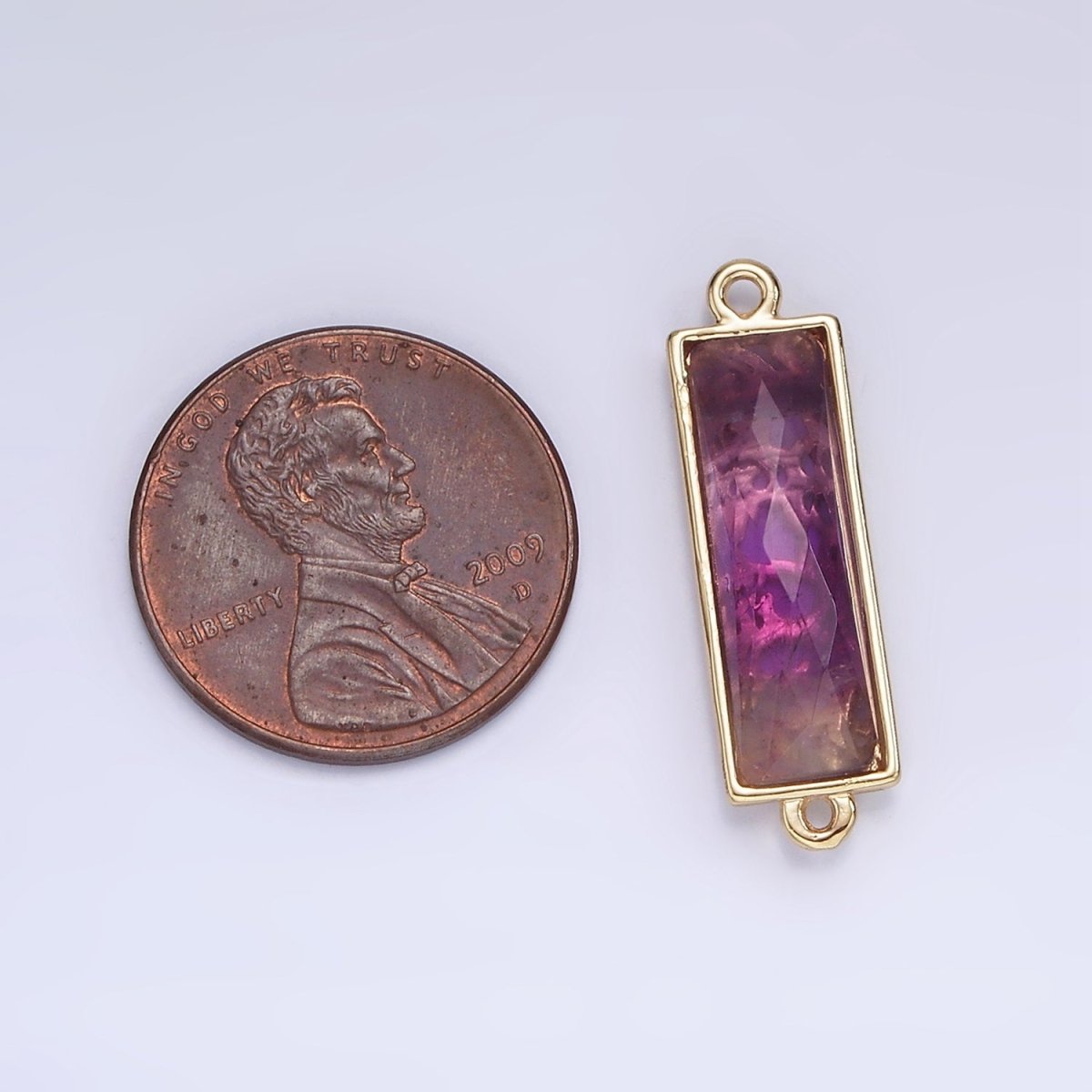 14K Gold Filled 25.5mm Labradorite, Lapis Lazuli, Amethyst Filigree Rectangular Connector | G-093 - G-095 - DLUXCA