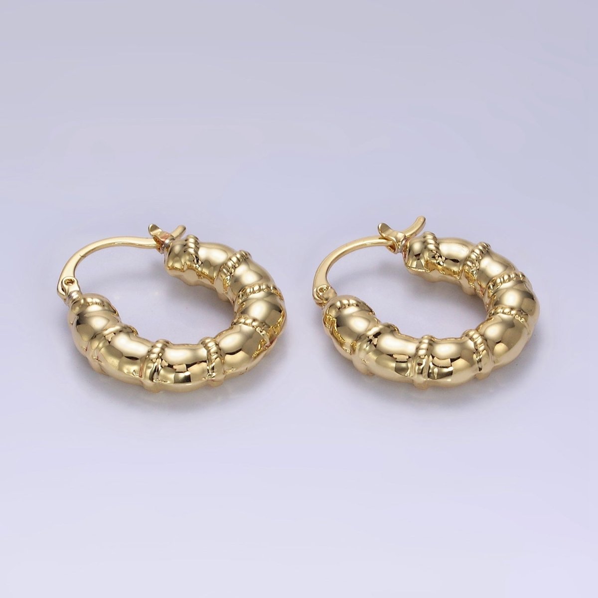 14K Gold Filled 25mm Abstract Chubby Rope Tied French Lock Latch Earrings in Gold & Silver | AE077 AE078 - DLUXCA