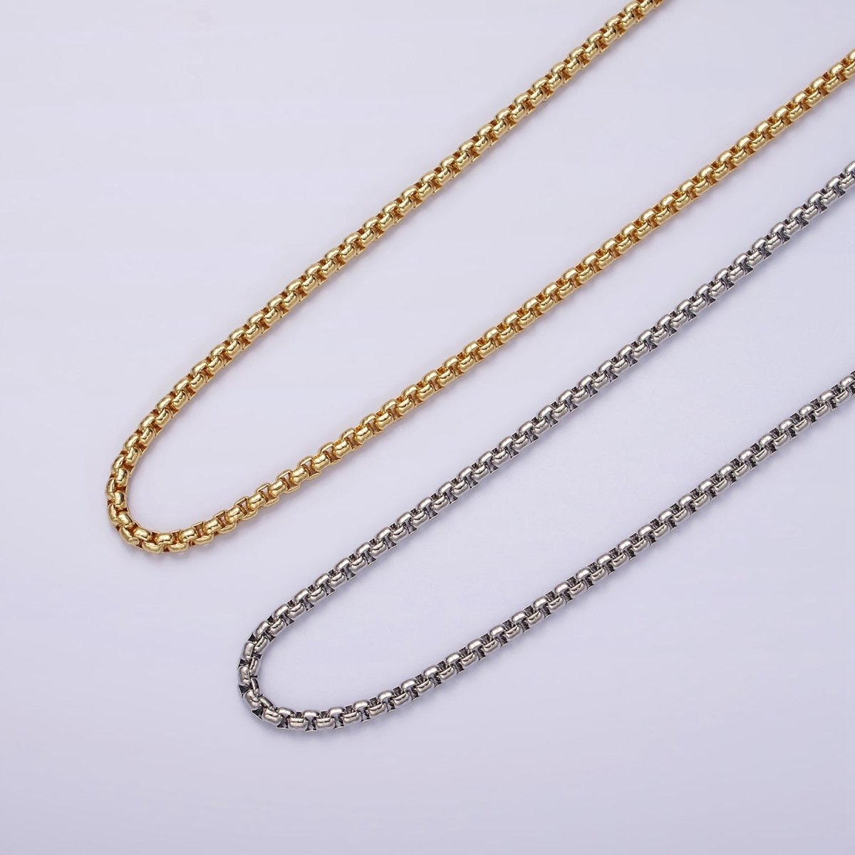 14K Gold Filled 2.5mm Chubby Box Chain 18 Inch, 16 Inch Layering Choker Necklace in Gold & Silver | WA-2220 - WA-2223 Clearance Pricing - DLUXCA