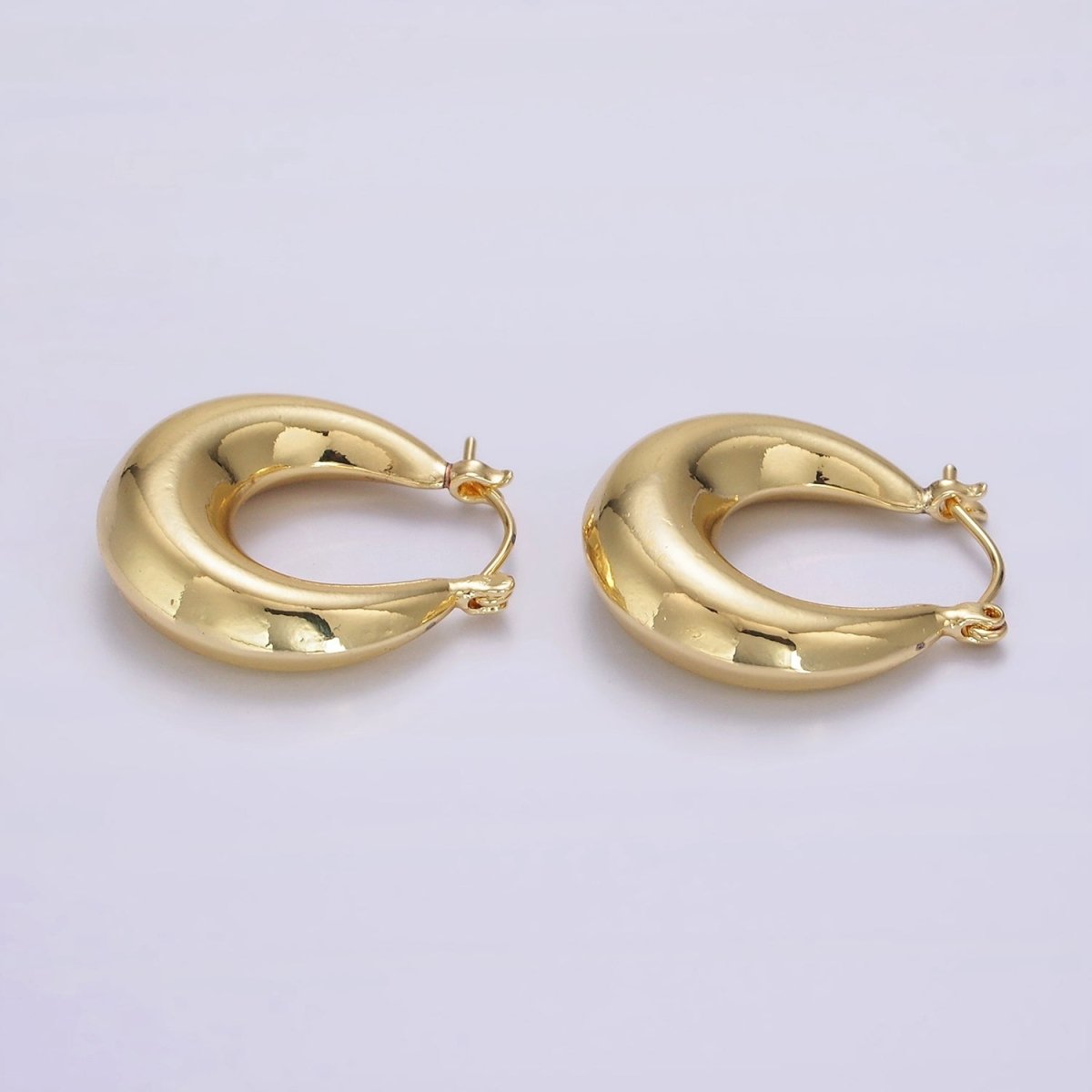 14K Gold Filled 25mm Chubby U-Curved Latch Hoop Earrings | AE357 - DLUXCA