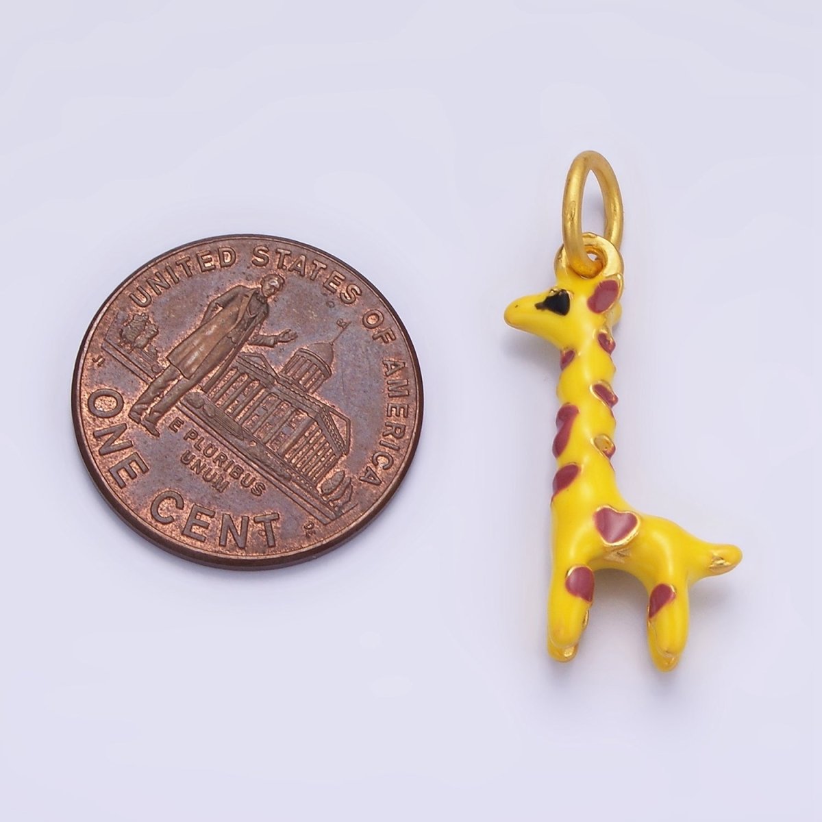 14K Gold Filled 25mm Giraffe Safari Animal Enamel Charm | AG698 - DLUXCA