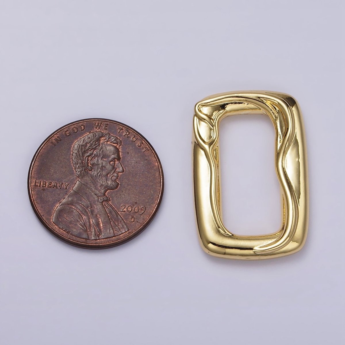 14K Gold Filled 25mm Molten Rectangular Link Jewelry Finding Supply | Z615 - DLUXCA