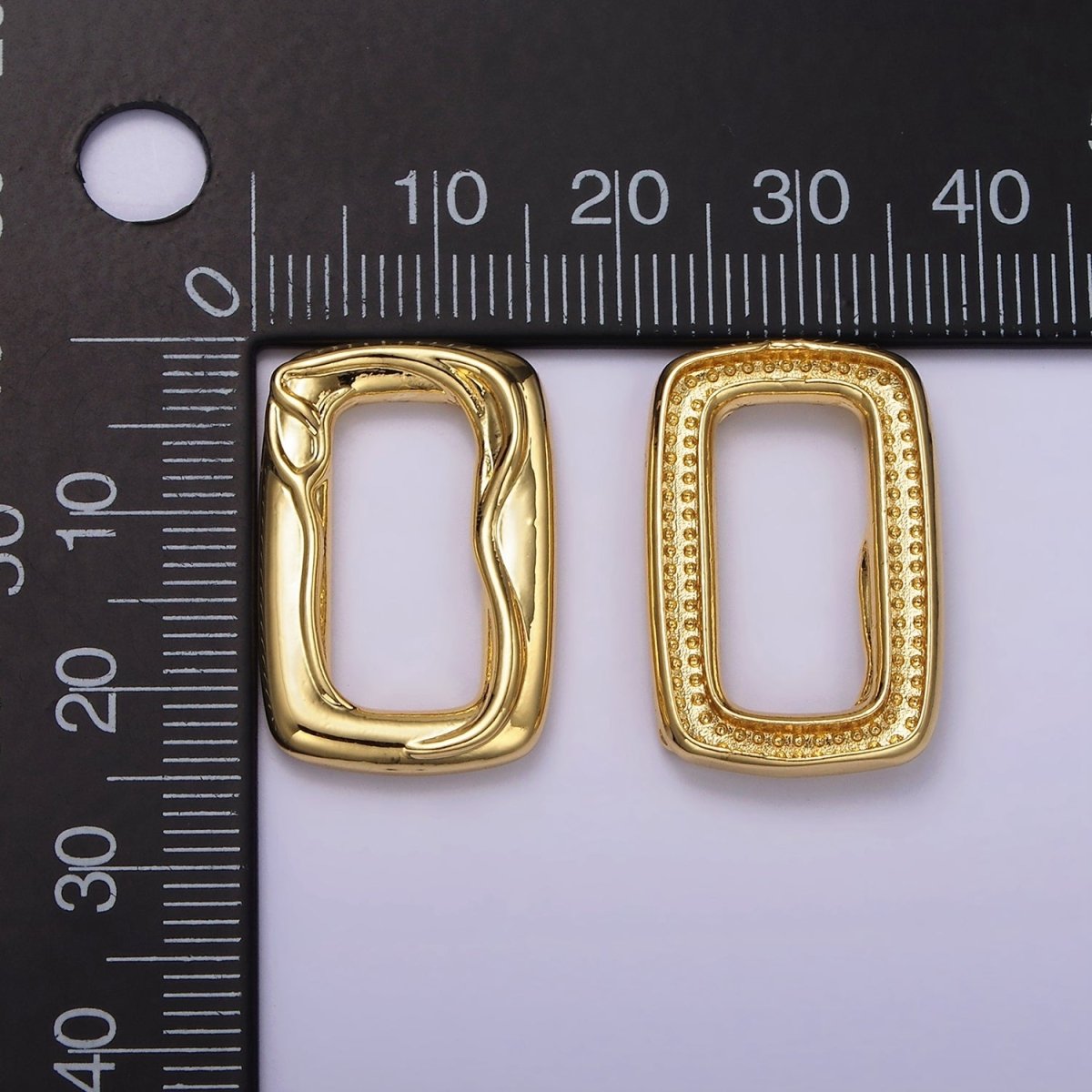 14K Gold Filled 25mm Molten Rectangular Link Jewelry Finding Supply | Z615 - DLUXCA