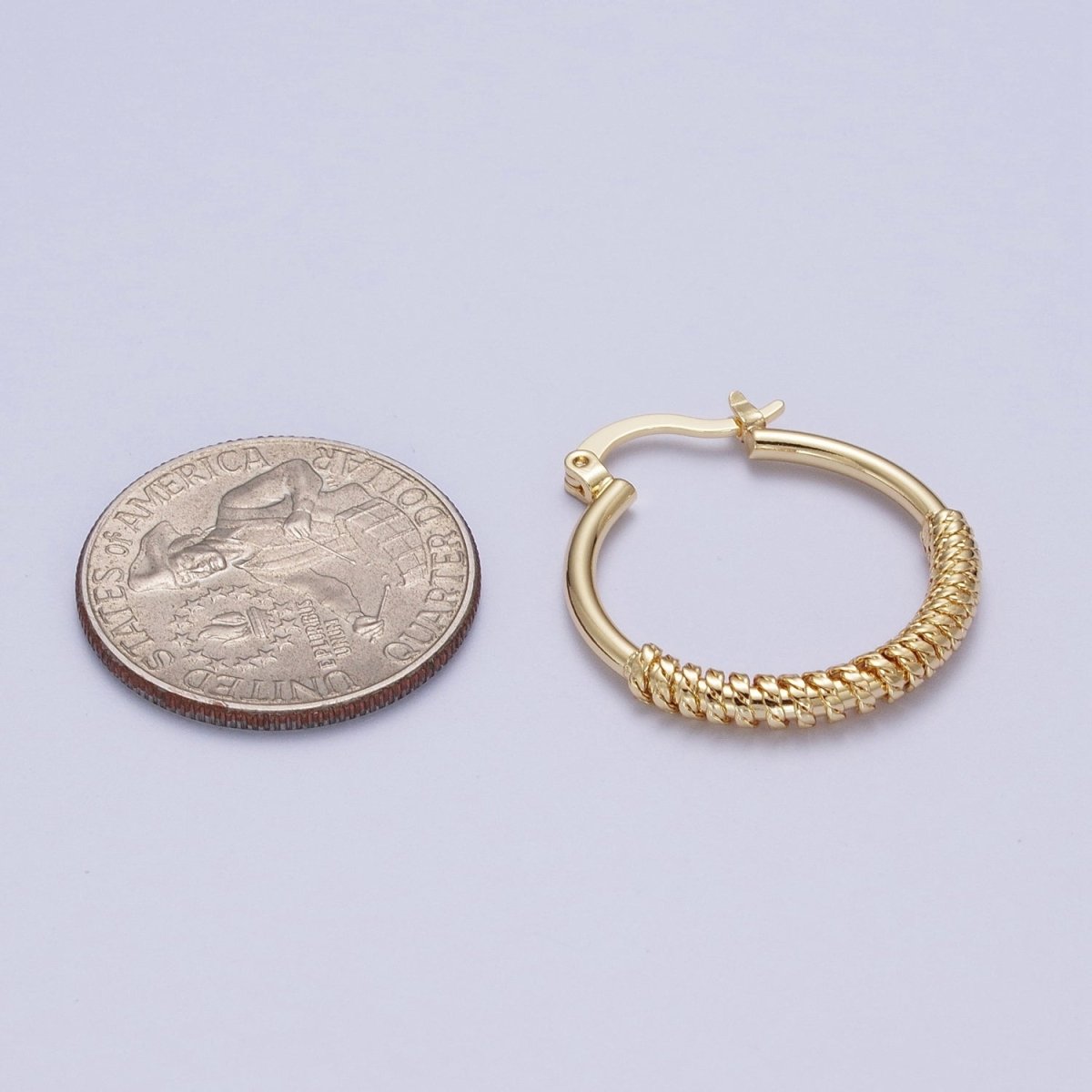 14K Gold Filled 25mm Multiple Curb Latch Hoop Earrings | AE1017 - DLUXCA