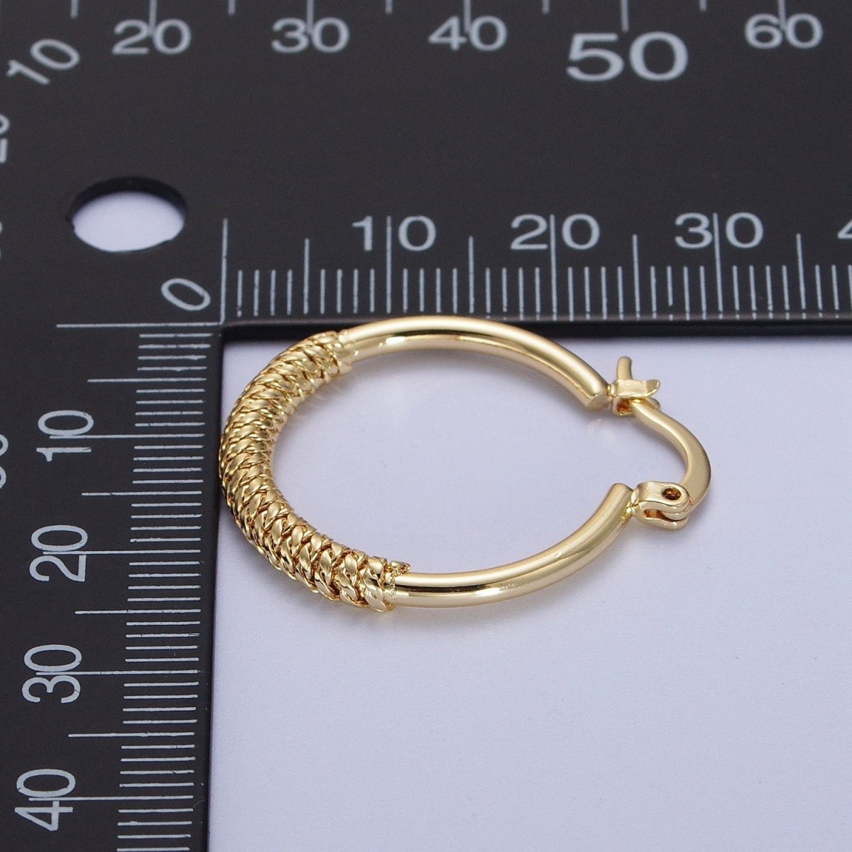 14K Gold Filled 25mm Multiple Curb Latch Hoop Earrings | AE1017 - DLUXCA
