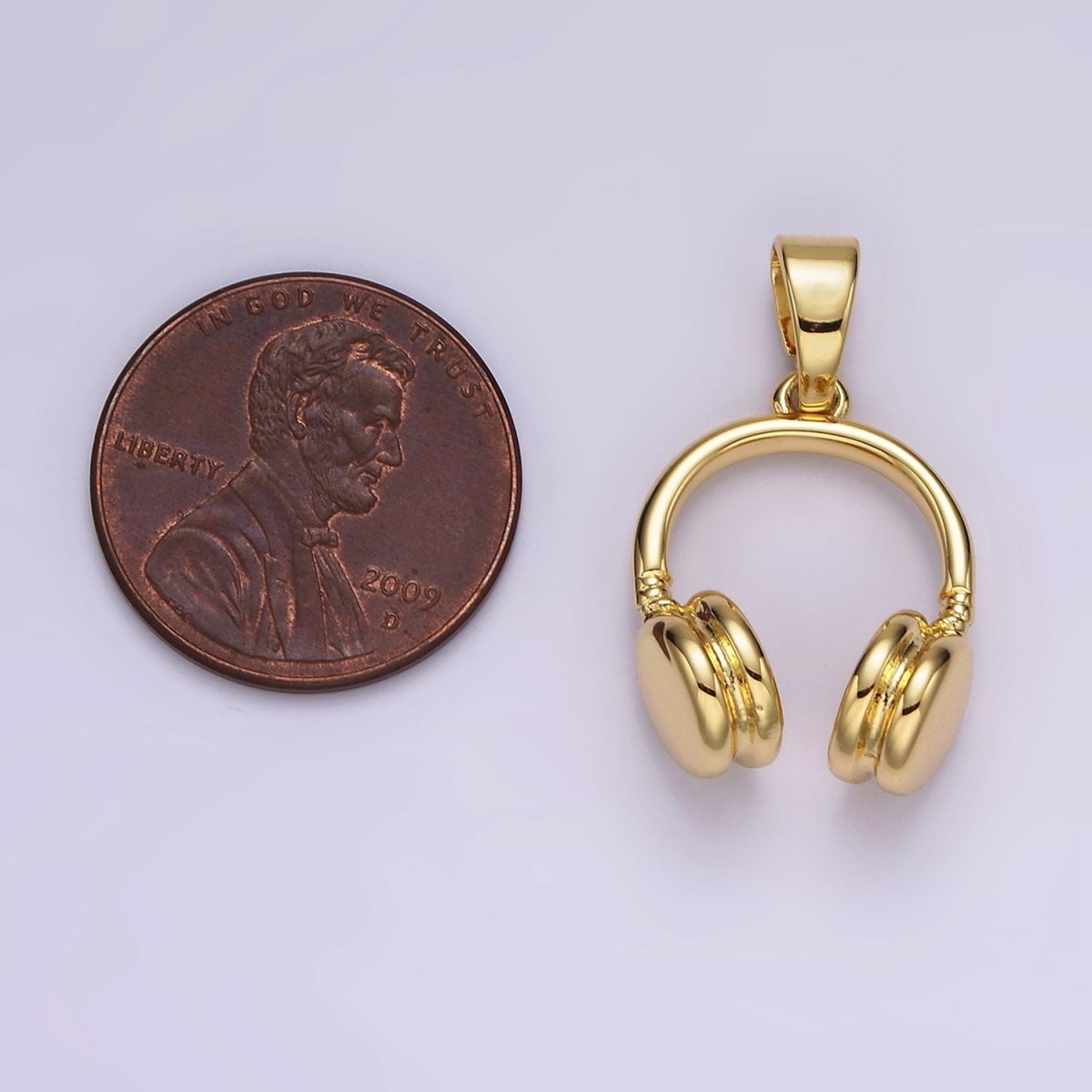 14K Gold Filled 25mm Music Headphones Minimalist Pendant | AH119 - DLUXCA