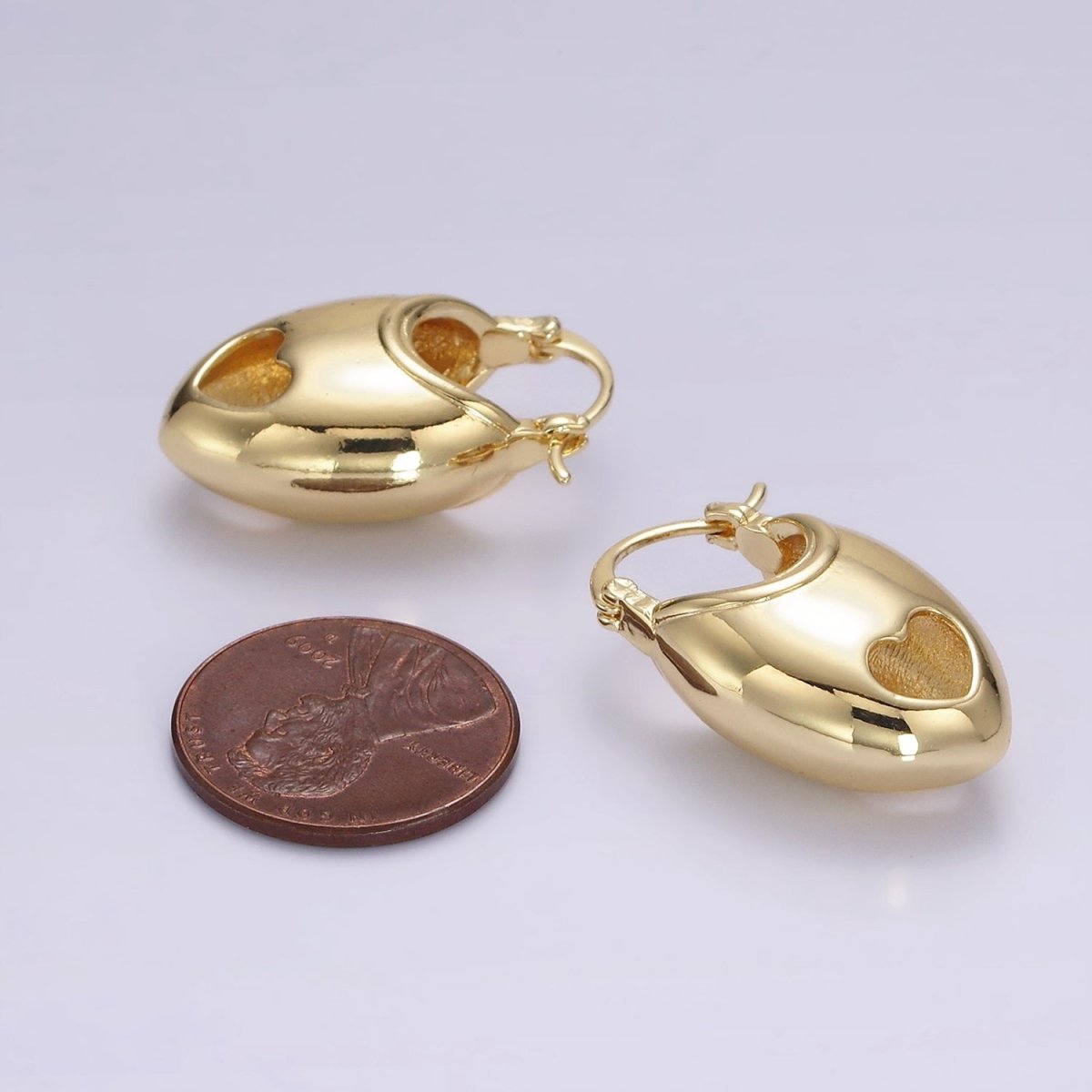 14K Gold Filled 25mm Open Heart Sphere Dome Latch Hoop Earrings | AE168 - DLUXCA