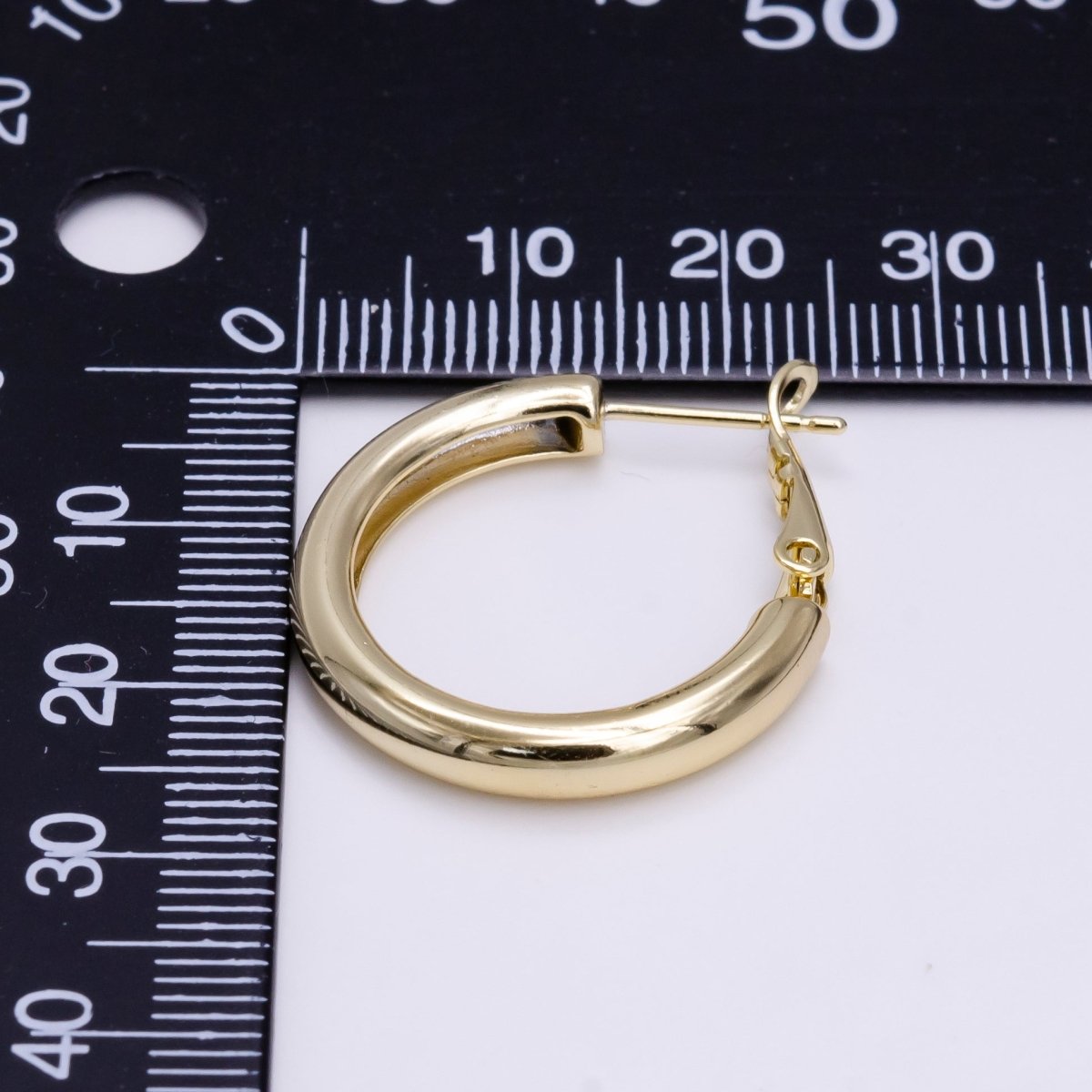 14K Gold Filled 25mm Round Chubby Hinge Hoop Earrings | AE543 - DLUXCA