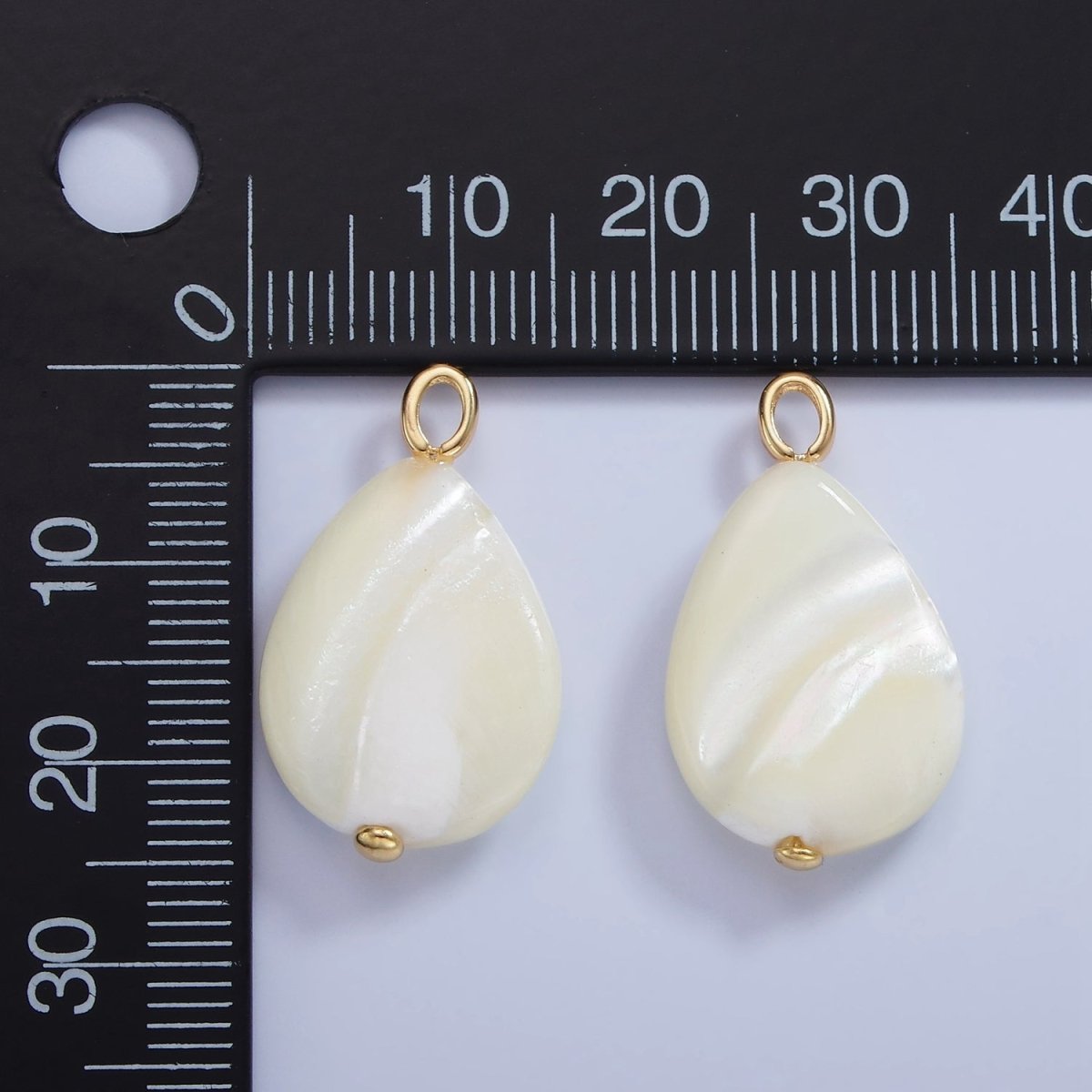 14K Gold Filled 25mm Shell Pearl Gemstone Teardrop Pendant | P1682 - DLUXCA